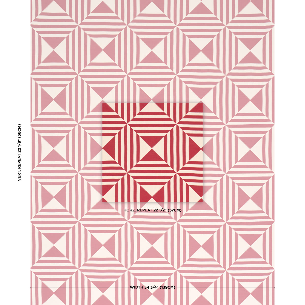 Square In A Square fabric in Red color - pattern number 87591 - by Schumacher in the Stars and Stripes collection