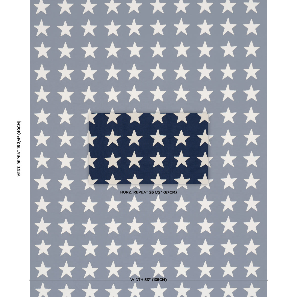 Starfield Applique fabric in Navy color - pattern number 87600 - by Schumacher in the Stars and Stripes collection