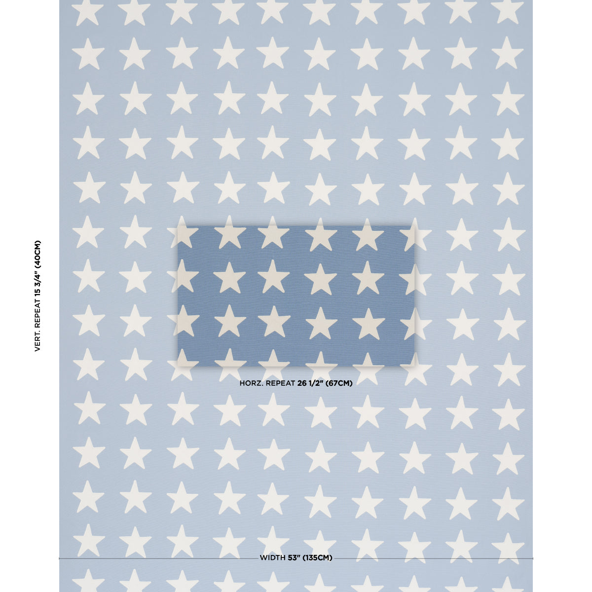Starfield Applique fabric in Sky color - pattern number 87601 - by Schumacher in the Stars and Stripes collection