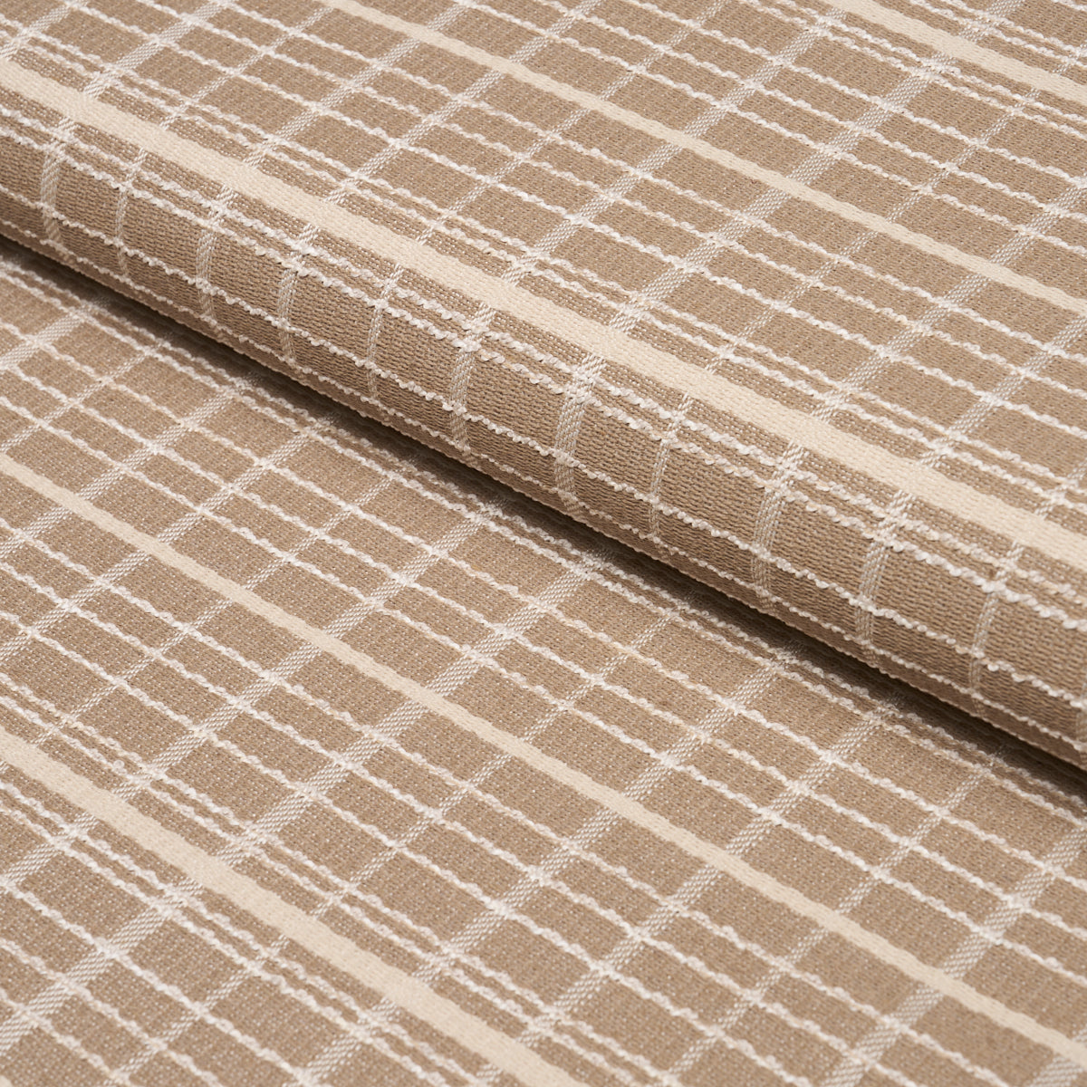 Merrick Performance Plaid fabric in beige color - pattern number 87690 - by Schumacher in the Schumacher Utility: Wovens collection