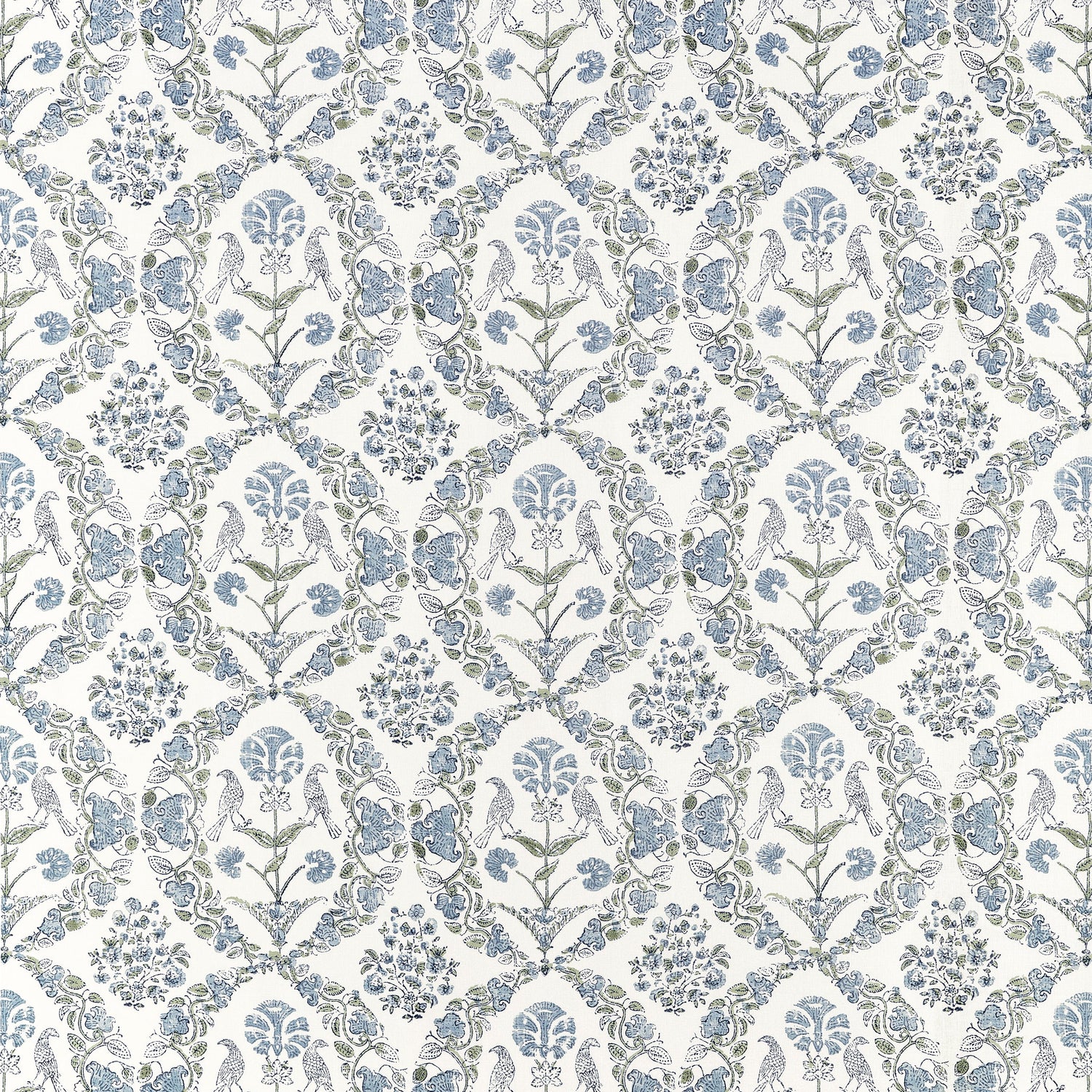 Paloma fabric in blue and green color - pattern number AF10740 - by Anna French in the Clermont collection
