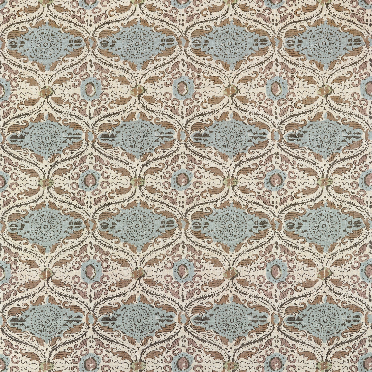 Cecilia fabric in gold and sage color - pattern number AF10754 - by Anna French in the Clermont collection