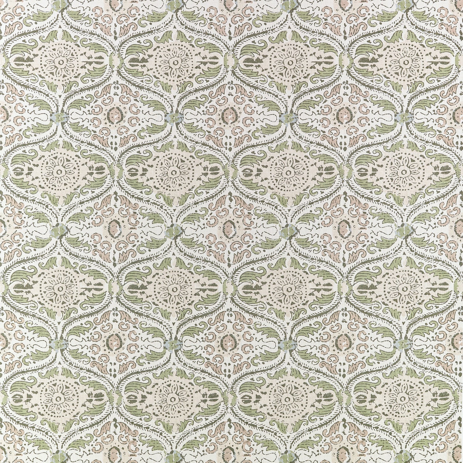 Cecilia fabric in green and beige color - pattern number AF10755 - by Anna French in the Clermont collection