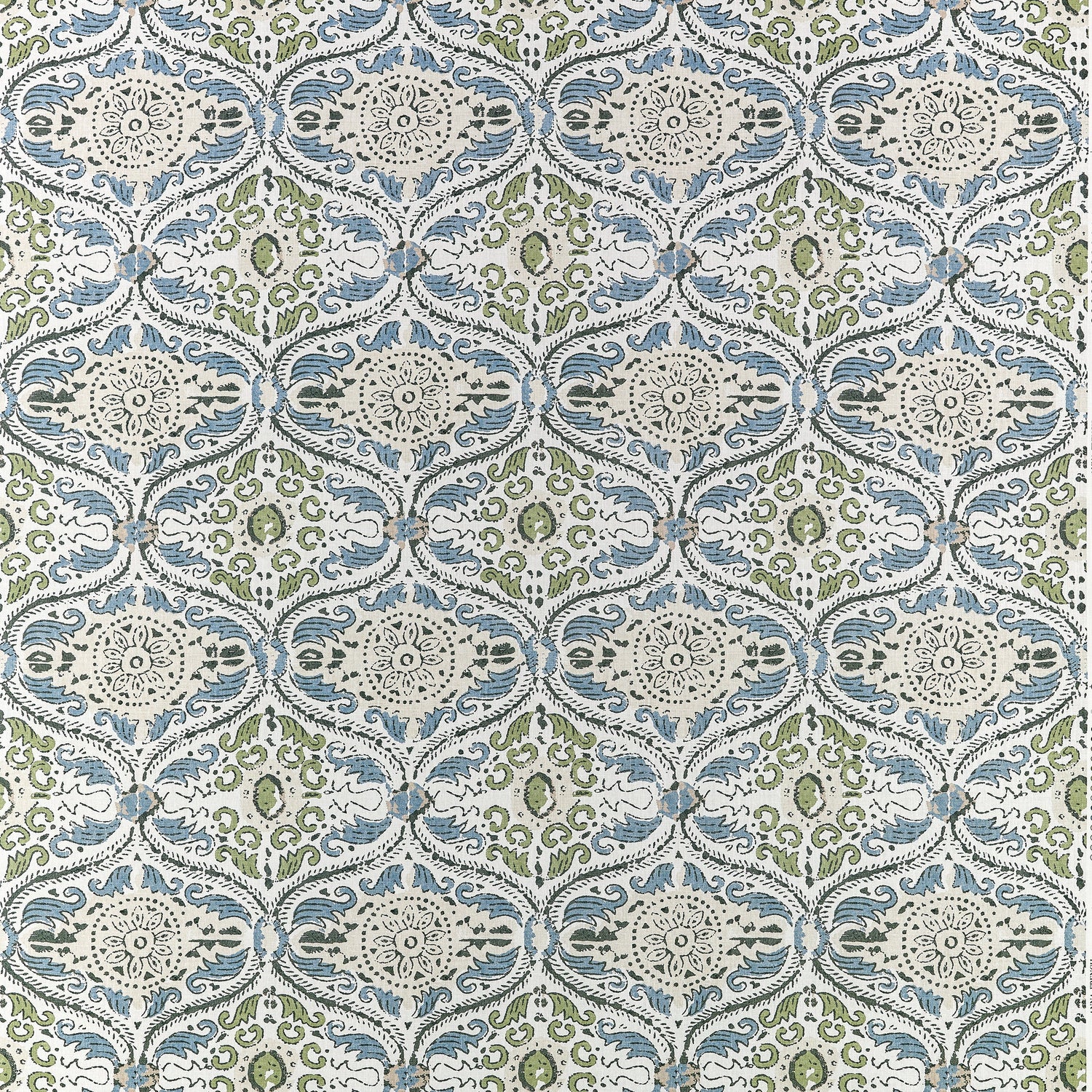 Cecilia fabric in blue and green color - pattern number AF10756 - by Anna French in the Clermont collection