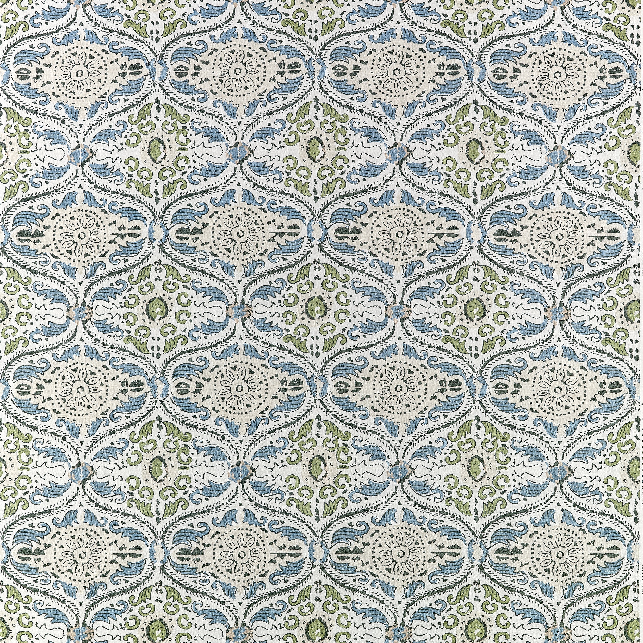 Cecilia fabric in blue and green color - pattern number AF10756 - by Anna French in the Clermont collection
