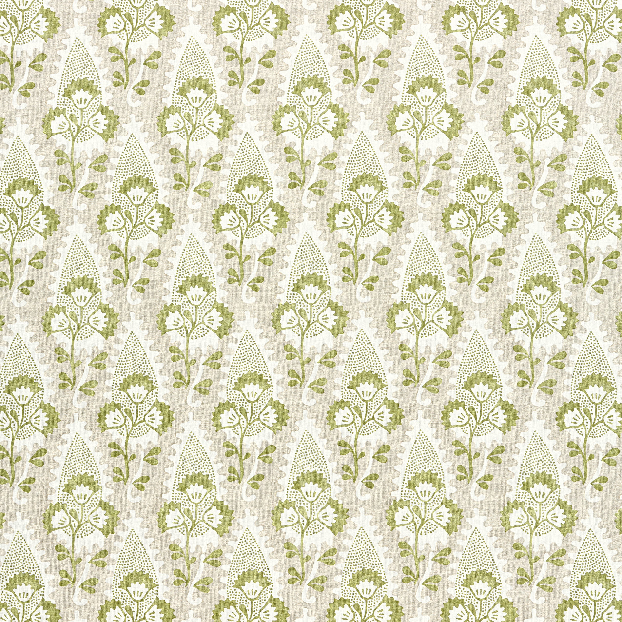 Cornwall fabric in green and beige color - pattern number AF15121 - by Anna French in the Antilles collection