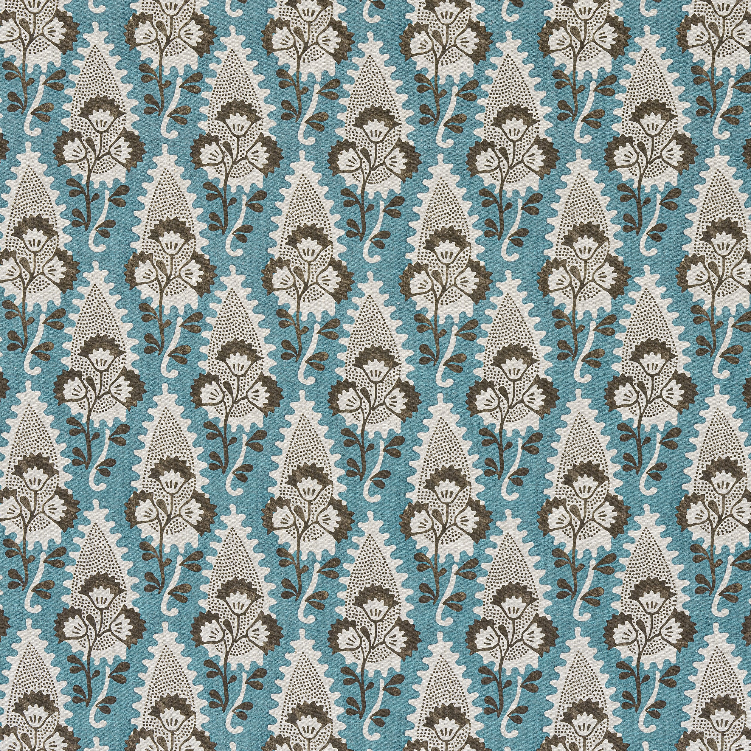 Cornwall fabric in brown and slate color - pattern number AF15122 - by Anna French in the Antilles collection