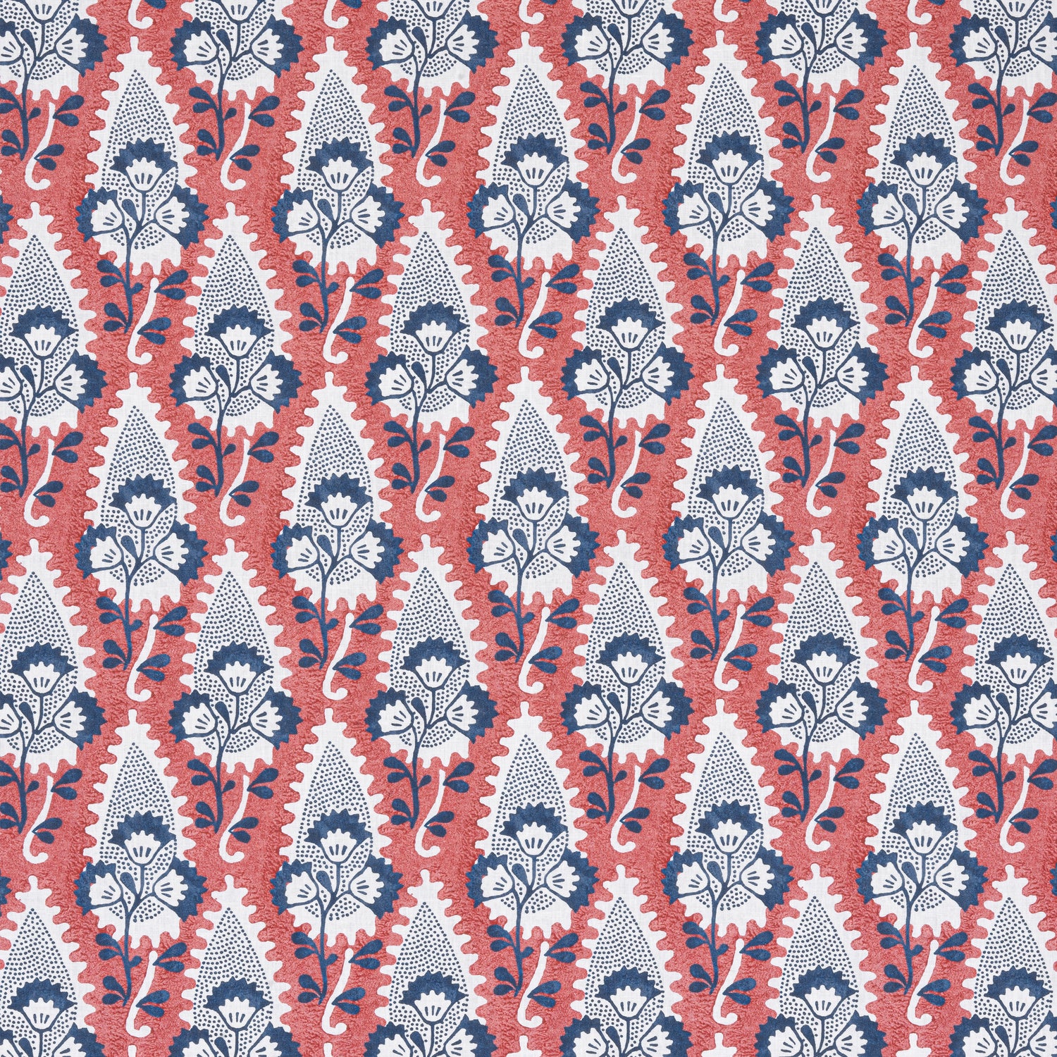 Cornwall fabric in red and blue color - pattern number AF15124 - by Anna French in the Antilles collection