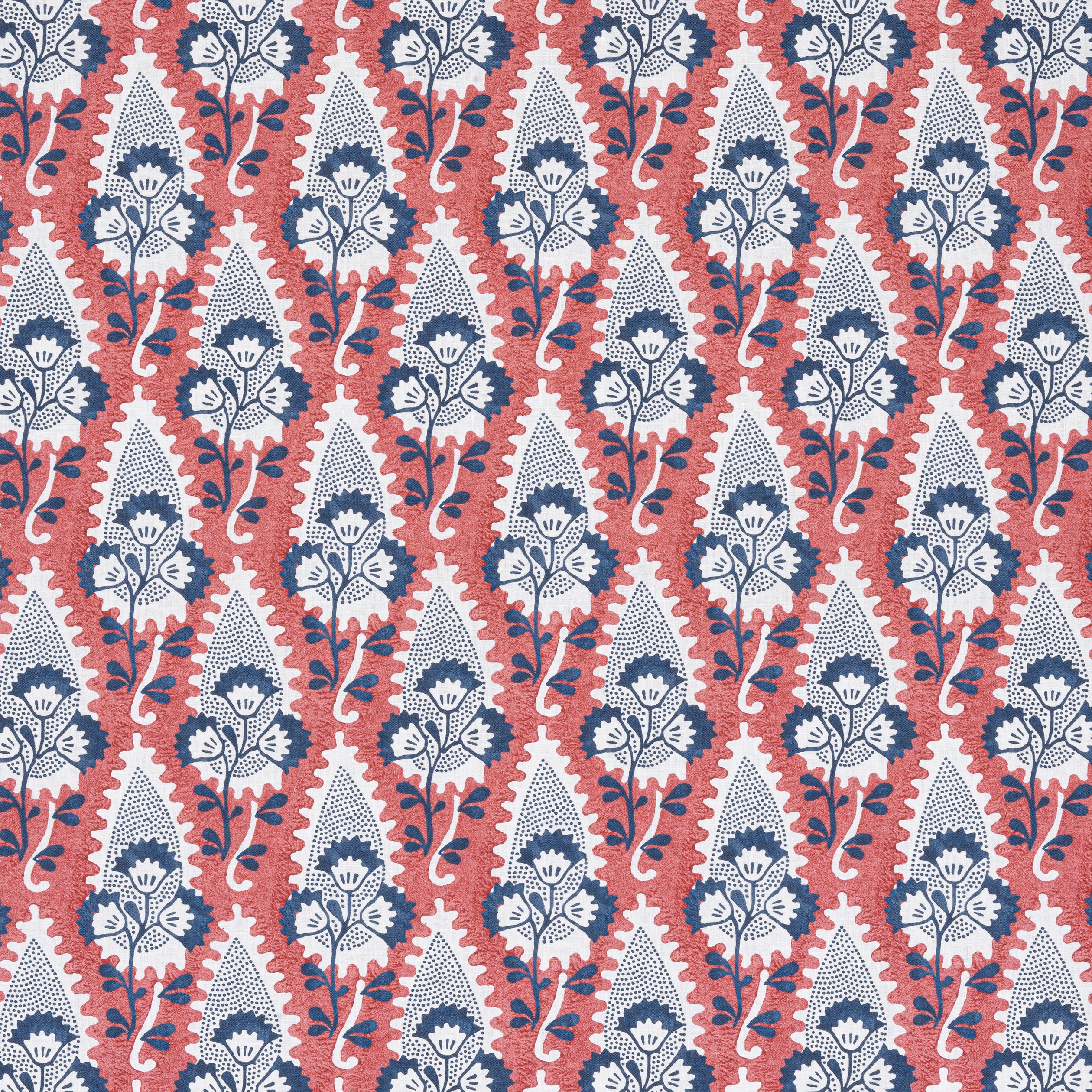 Cornwall fabric in red and blue color - pattern number AF15124 - by Anna French in the Antilles collection