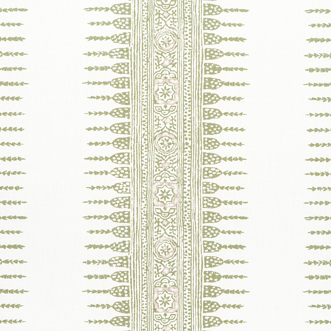Javanese Stripe fabric in green and white color - pattern number AF15136 - by Anna French in the Antilles collection