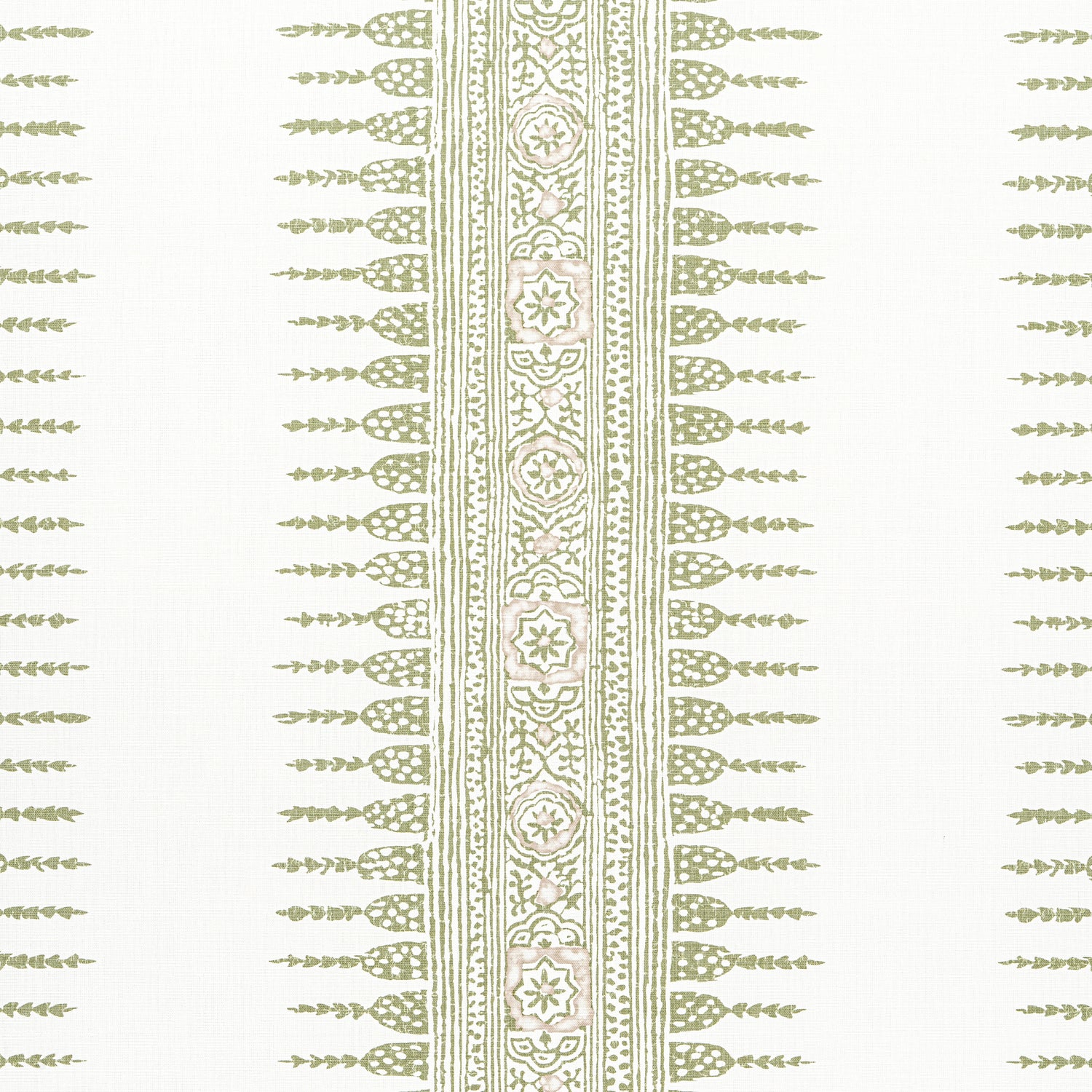 Javanese Stripe fabric in green and white color - pattern number AF15136 - by Anna French in the Antilles collection