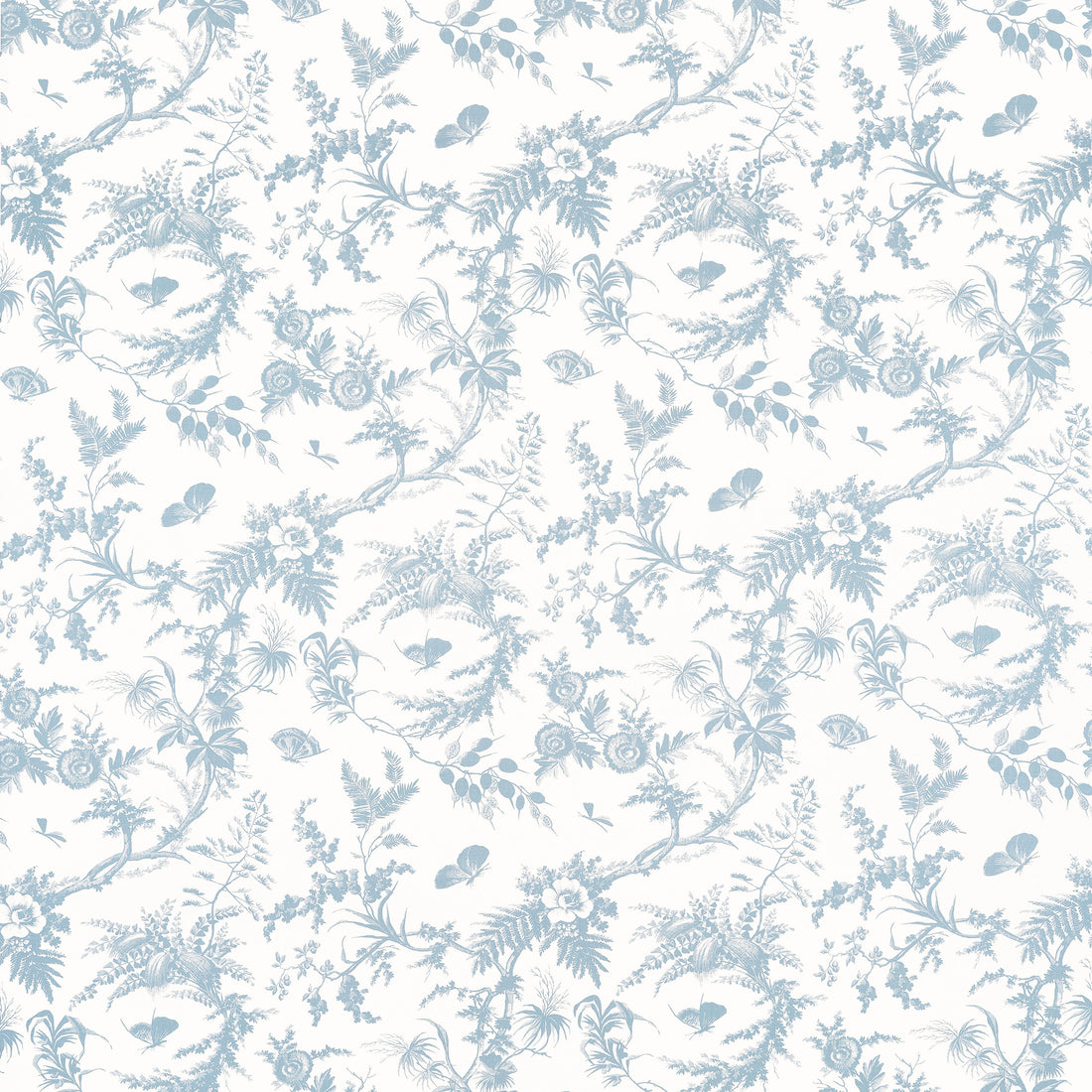 Newlands Toile fabric in soft blue color - pattern number AF57834 - by Anna French in the Bristol collection