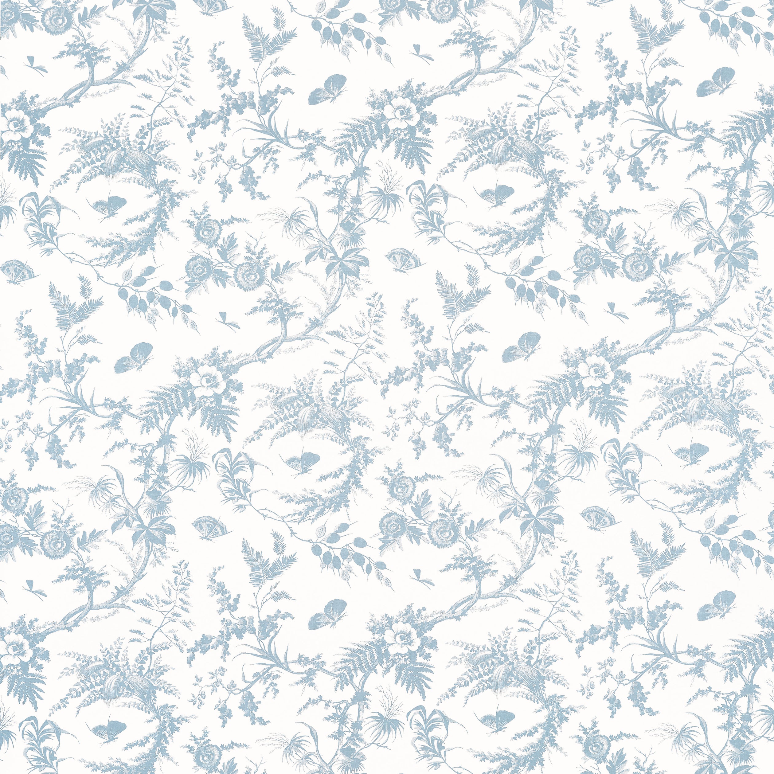 Newlands Toile fabric in soft blue color - pattern number AF57834 - by Anna French in the Bristol collection