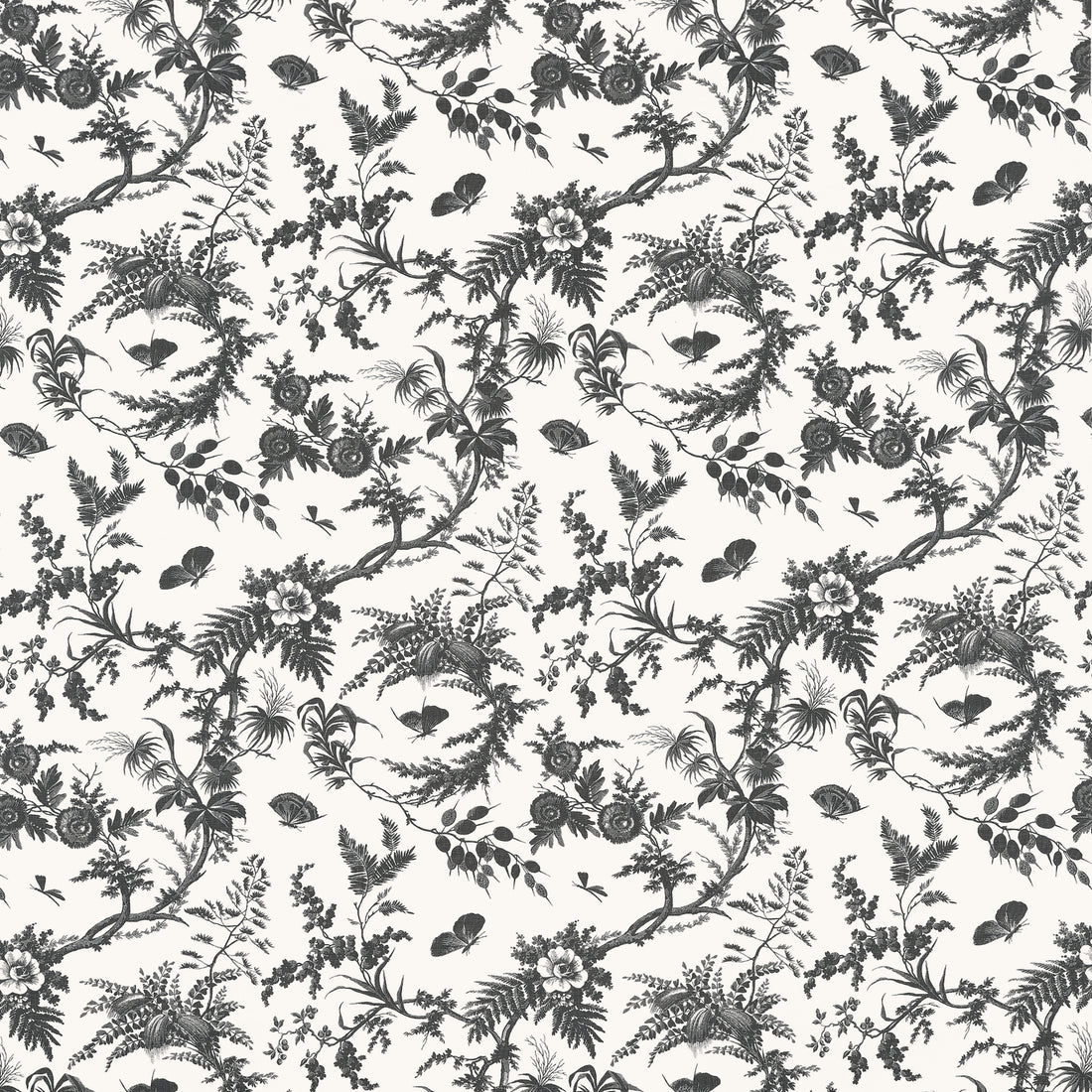 Newlands Toile fabric in black color - pattern number AF57838 - by Anna French in the Bristol collection