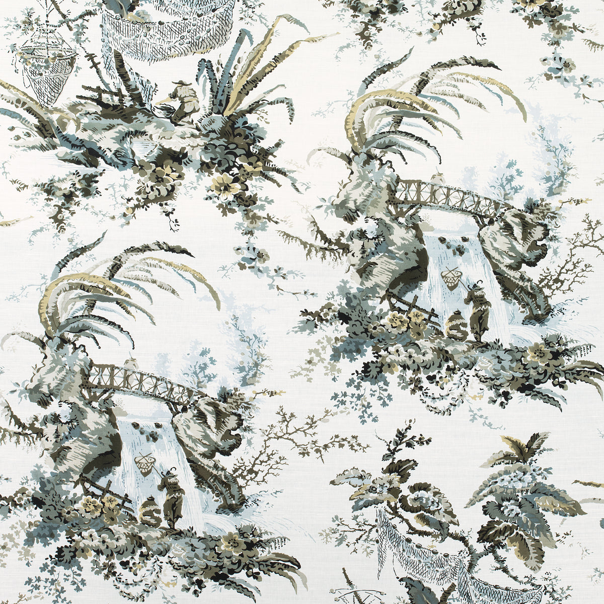 Moorea fabric in grey color - pattern number AF72986 - by Anna French in the Manor collection