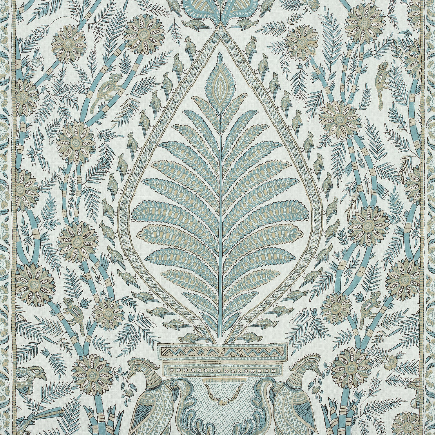 Palampore fabric in robins egg color - pattern number AF78723 - by Anna French in the Palampore collection