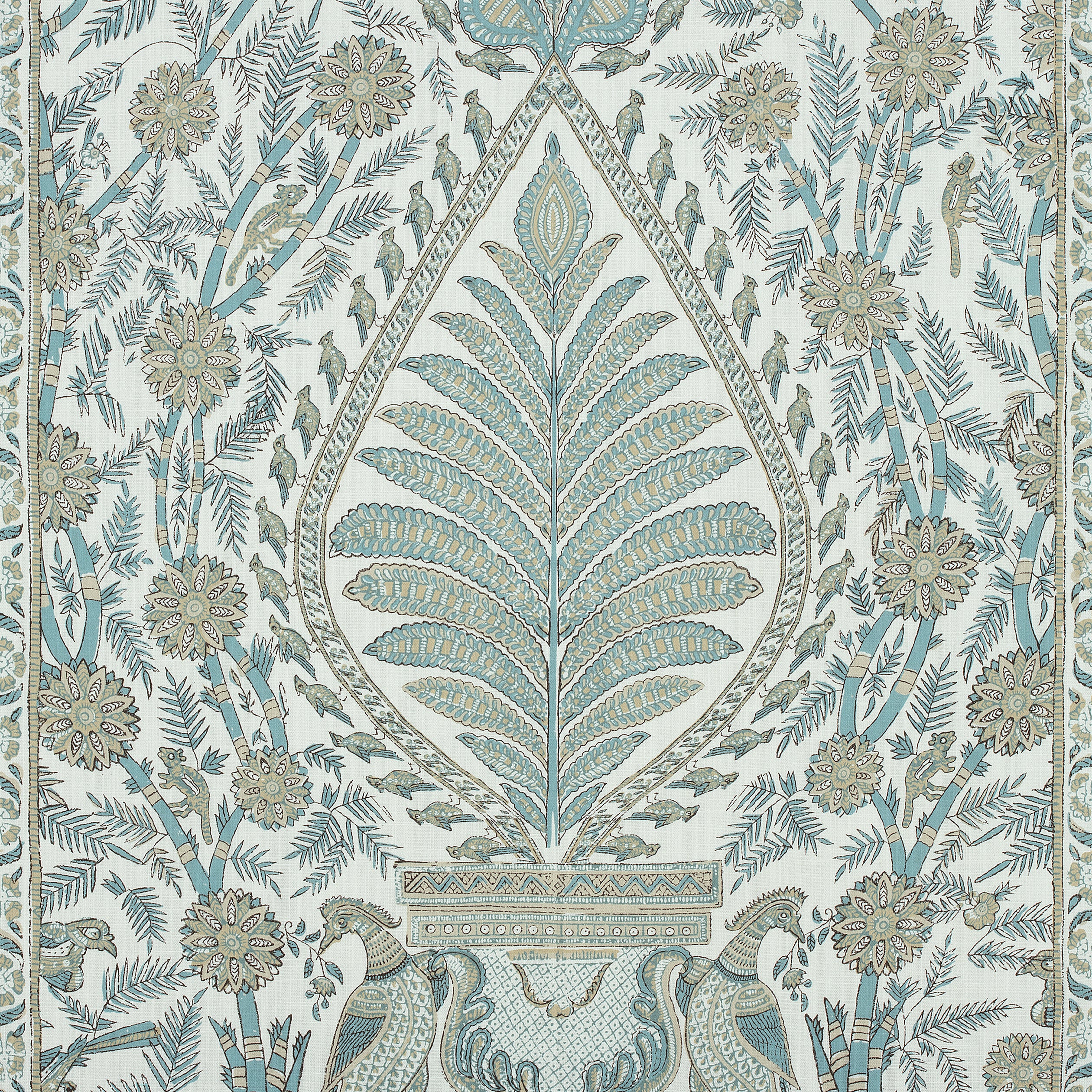 Palampore fabric in robins egg color - pattern number AF78723 - by Anna French in the Palampore collection