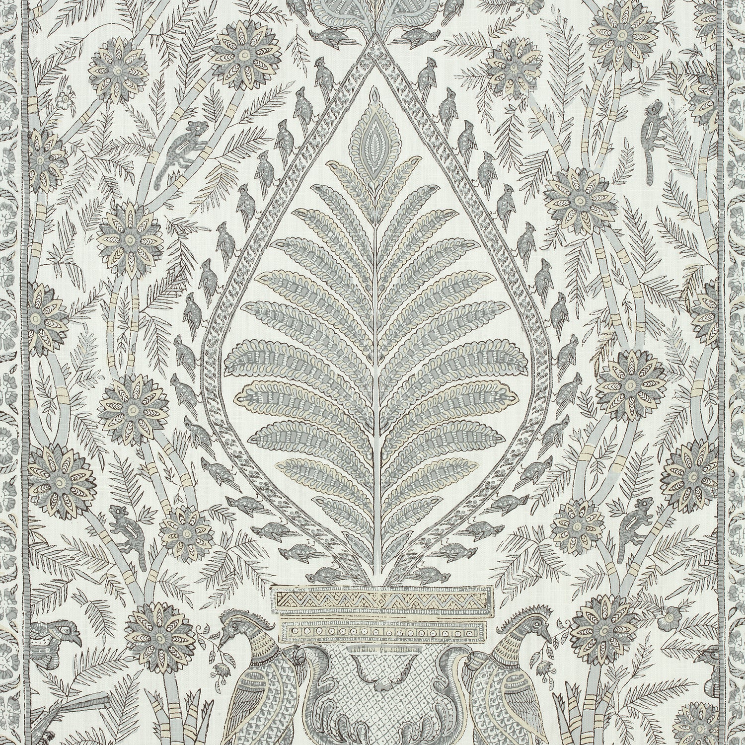 Palampore fabric in grey color - pattern number AF78724 - by Anna French in the Palampore collection