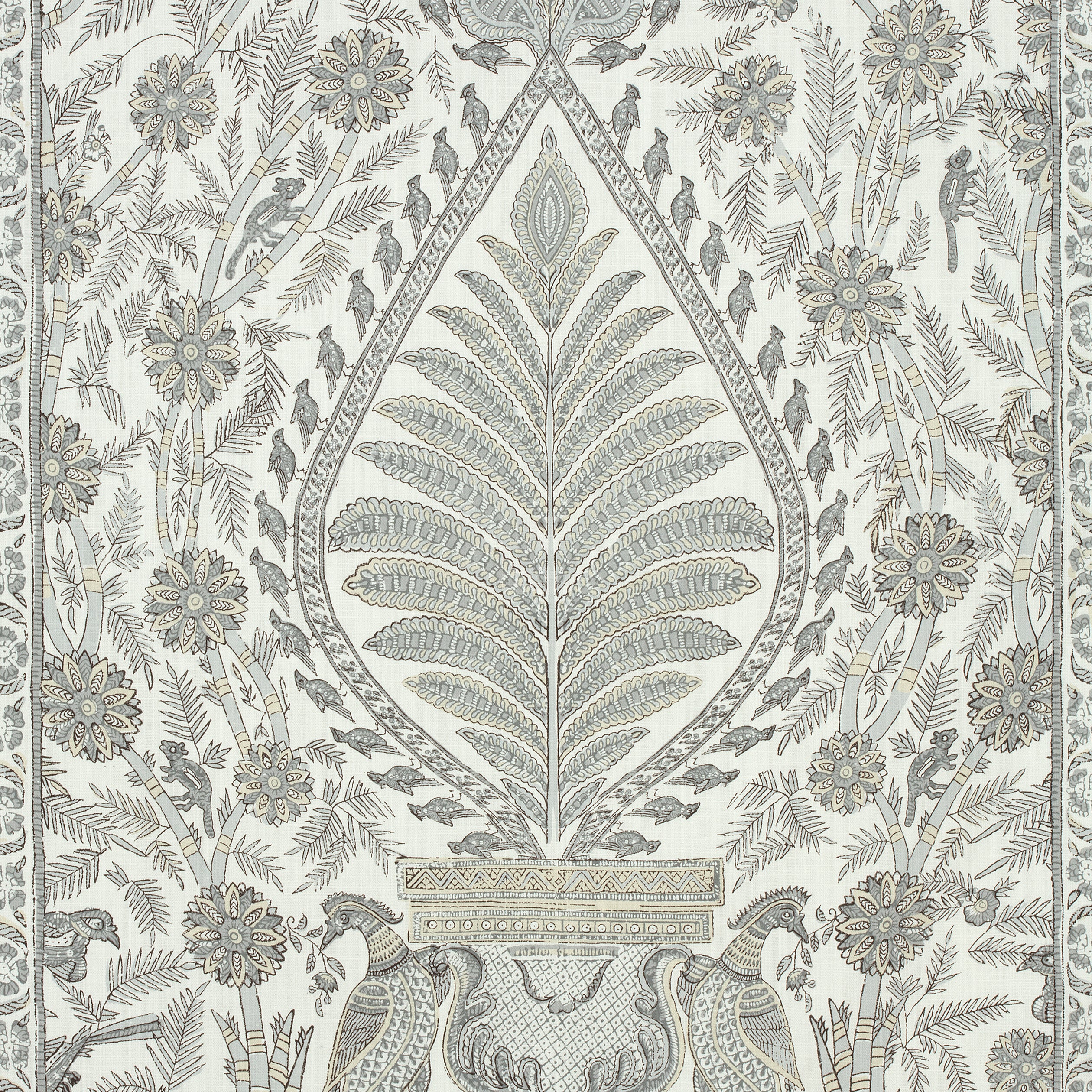 Palampore fabric in grey color - pattern number AF78724 - by Anna French in the Palampore collection