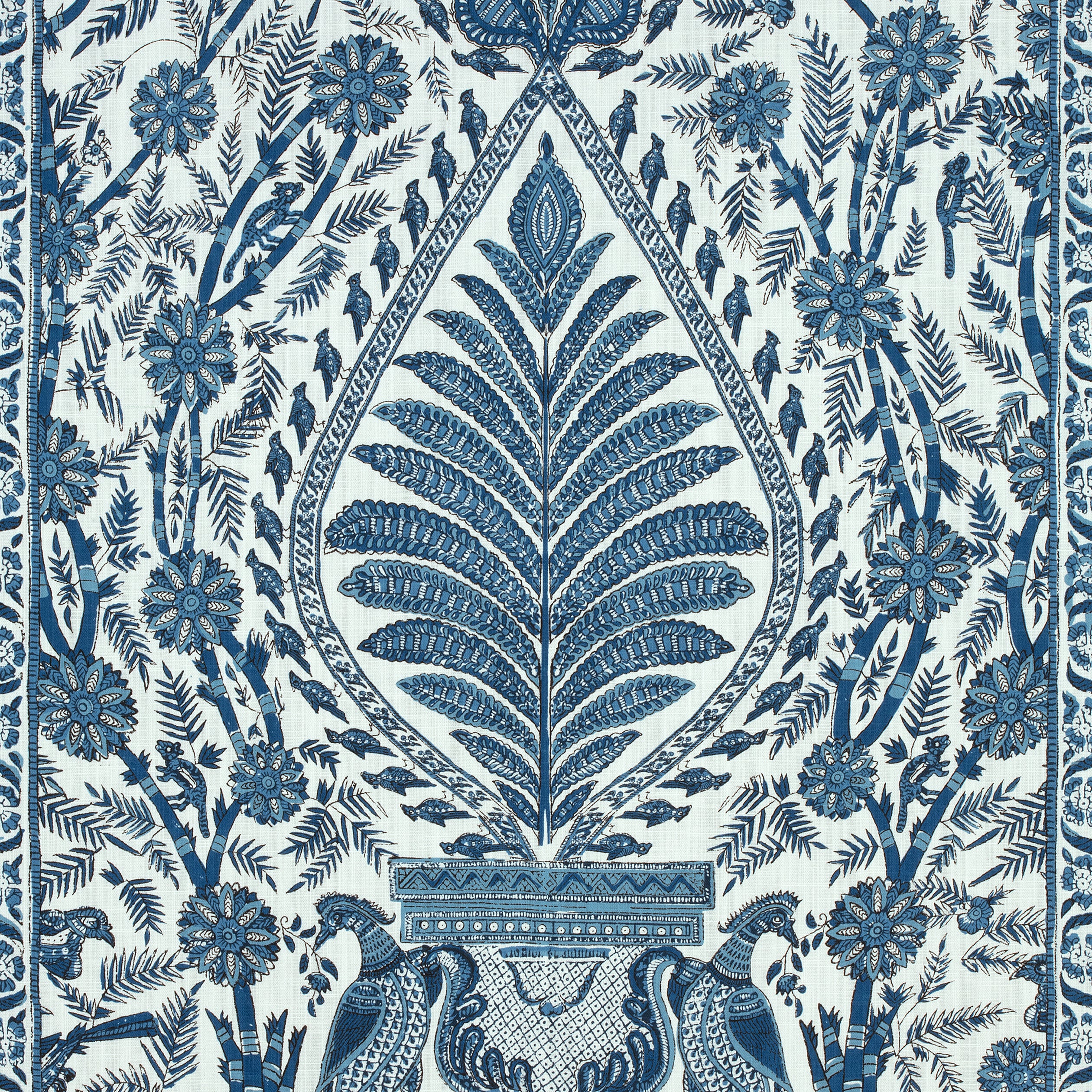 Palampore fabric in blue and white color - pattern number AF78725 - by Anna French in the Palampore collection