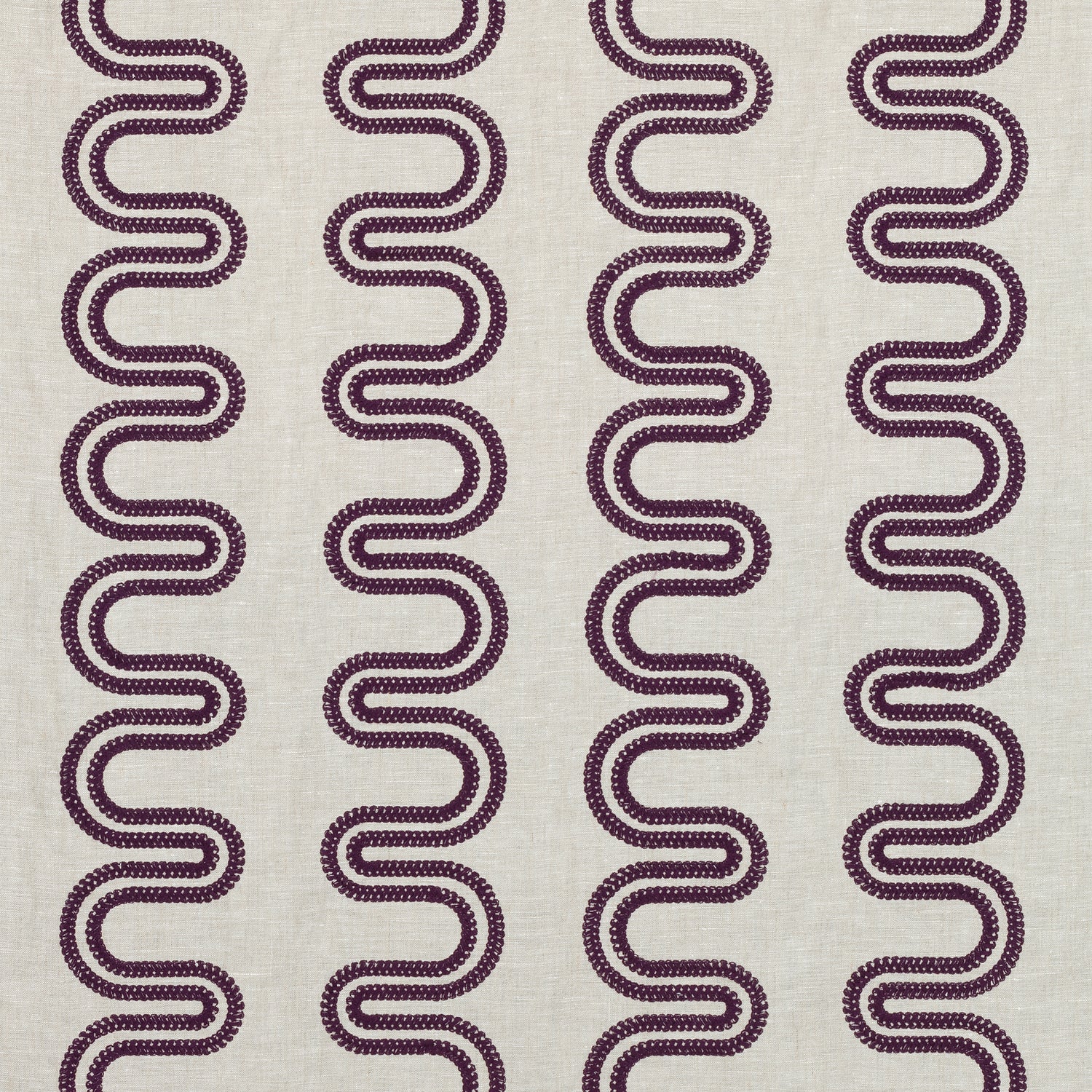 Herriot Way Embroidery fabric in plum on flax  color - pattern number AF9638 - by Anna French in the Savoy collection