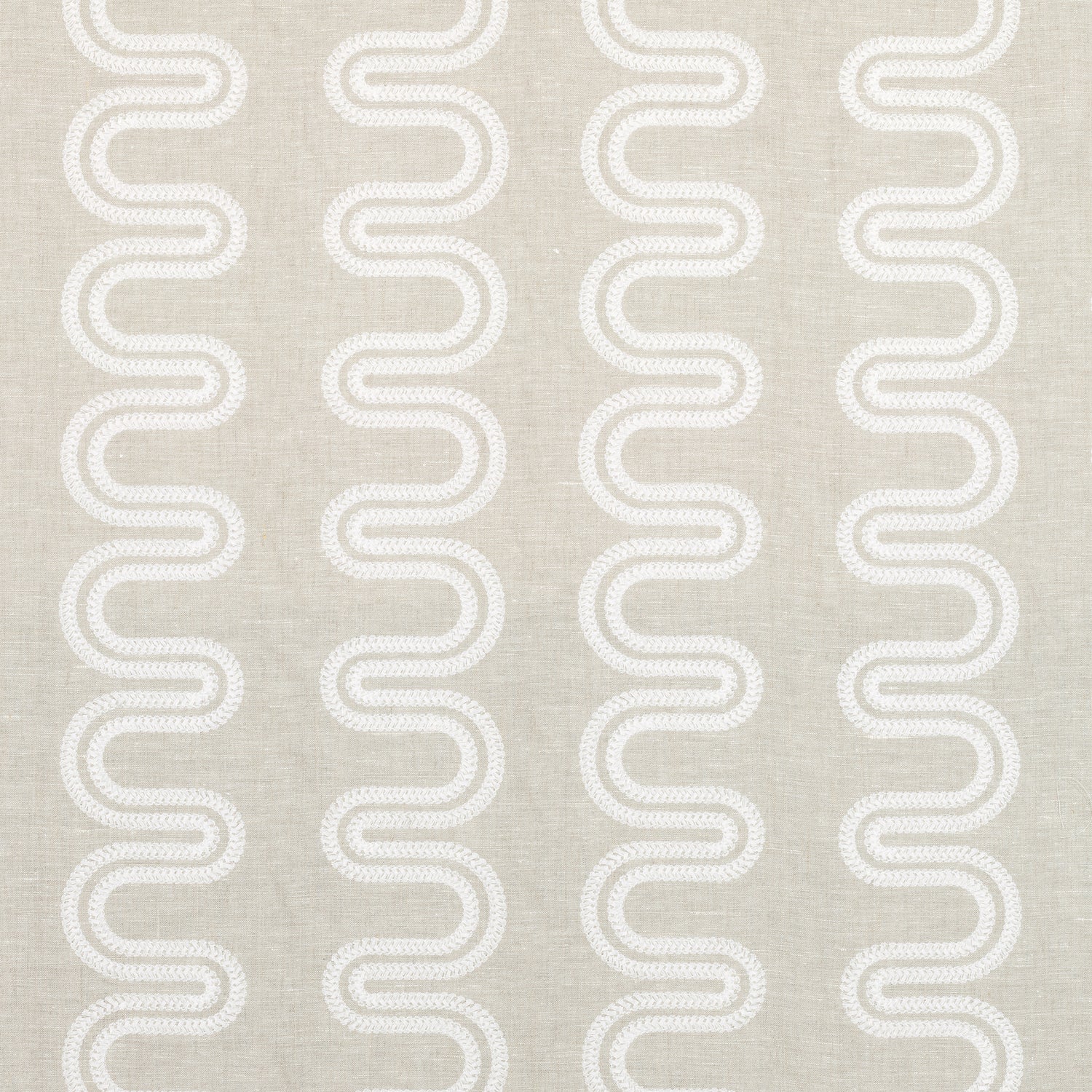 Herriot Way Embroidery fabric in white on flax  color - pattern number AF9639 - by Anna French in the Savoy collection