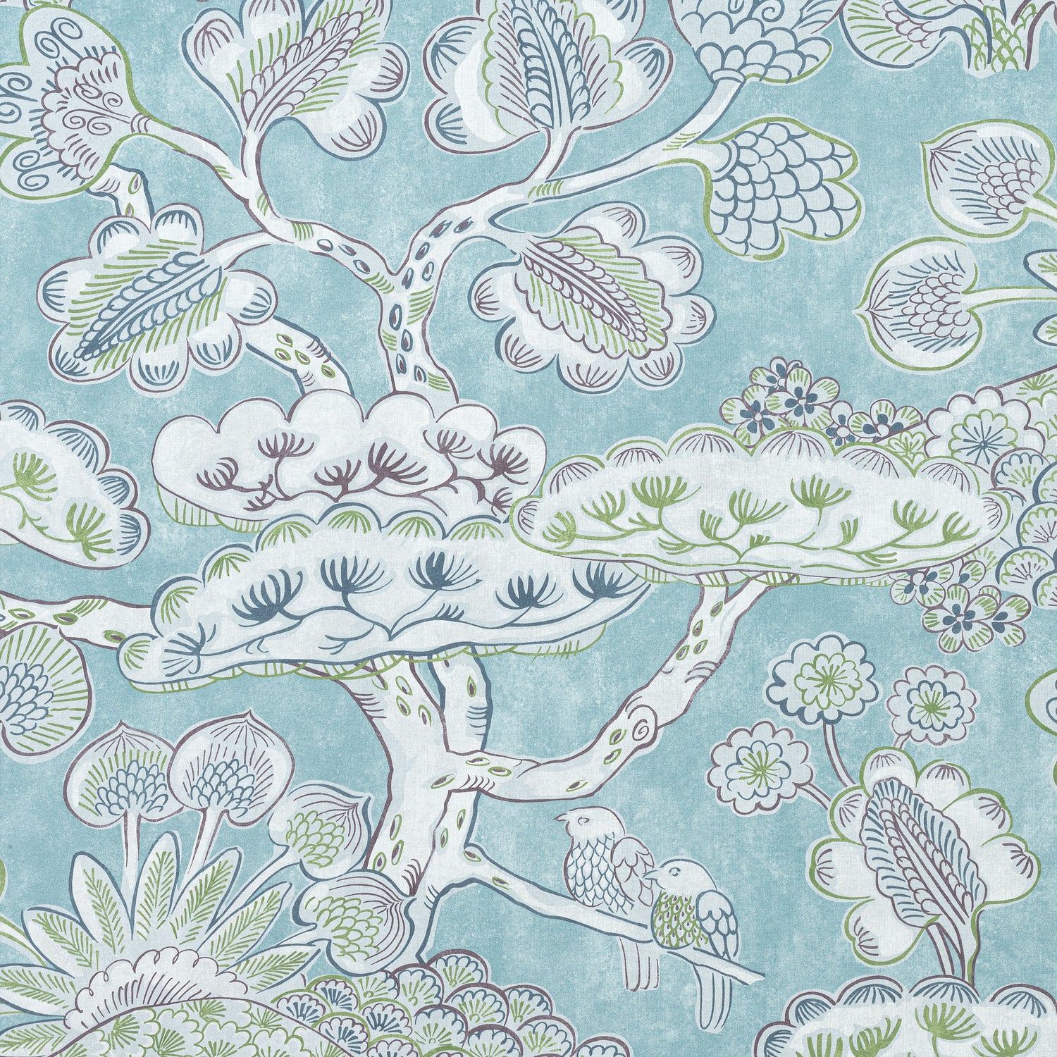 Tree House fabric in robins egg color - pattern number AF9863 - by Anna French in the Nara collection