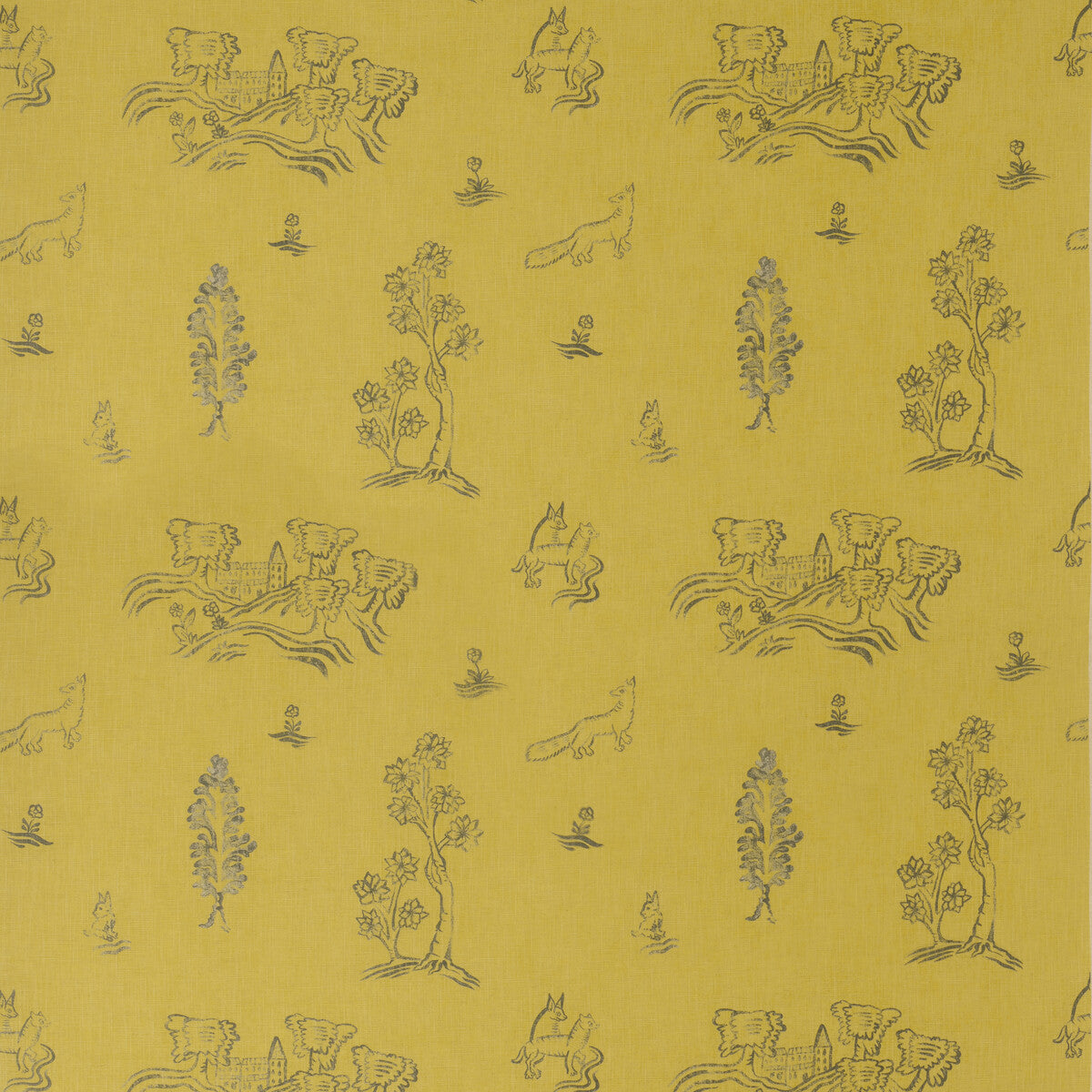 Friendly Folk fabric in provencal yellow color - pattern AM100318.4.0 - by Kravet Couture in the Andrew Martin Kit Kemp collection