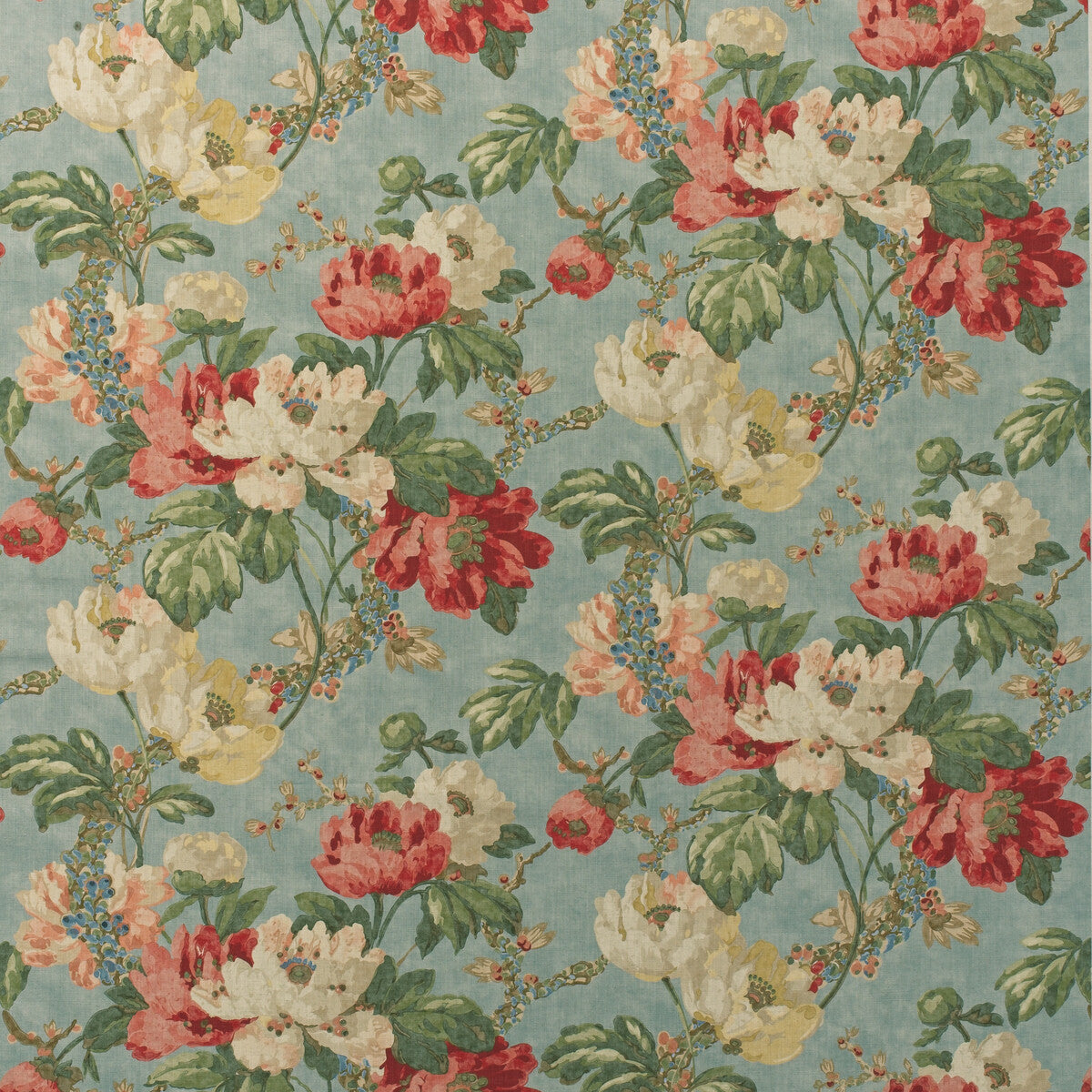 Peony fabric in summer sky color - pattern number AM100449.519.0 - by Kravet Couture in the Andrew Martin Pavilion collection