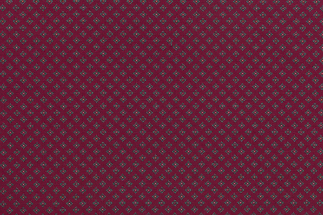 Stella Geometric fabric in green on burgundy color - pattern number AM D2092120 - by Scalamandre in the Old World Weavers collection