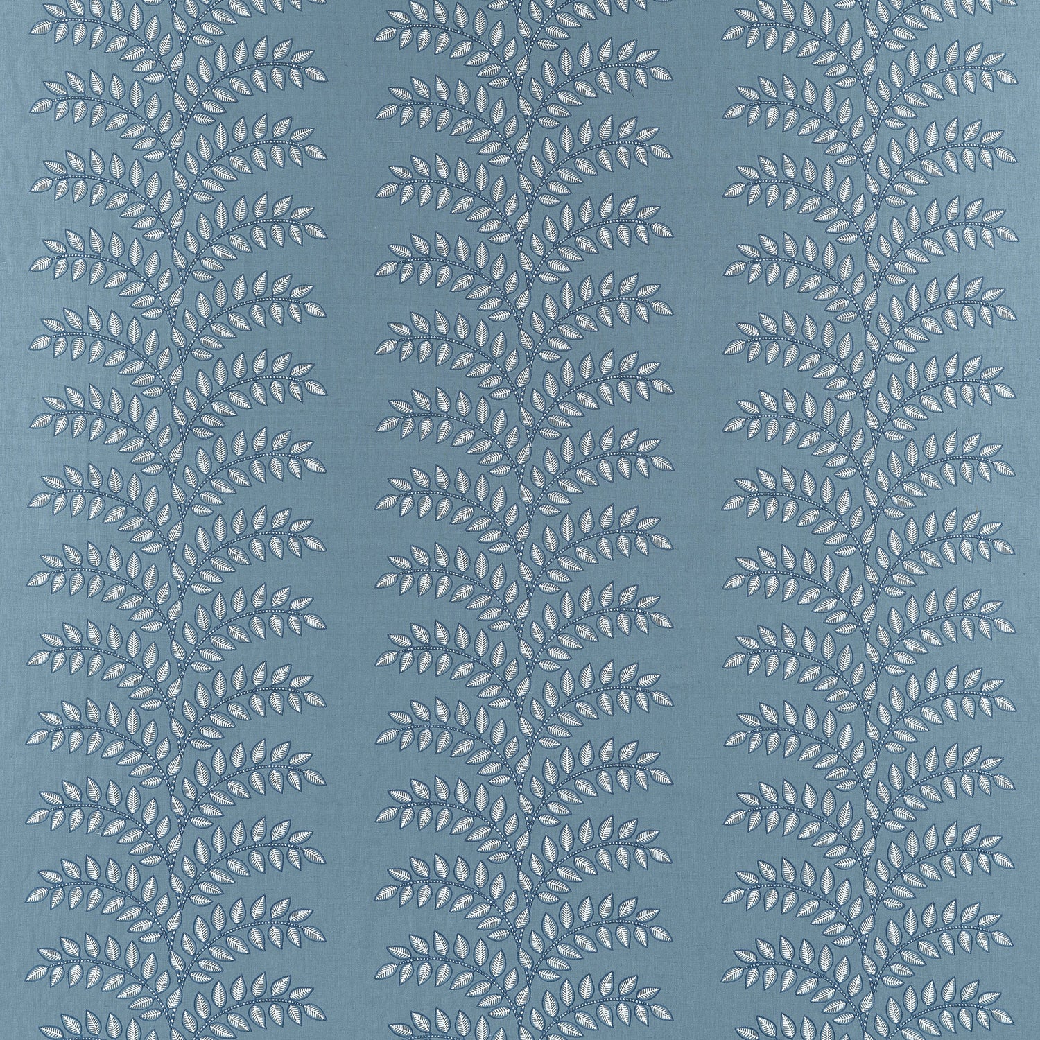 Frondescence Embriodery Blue Fabric