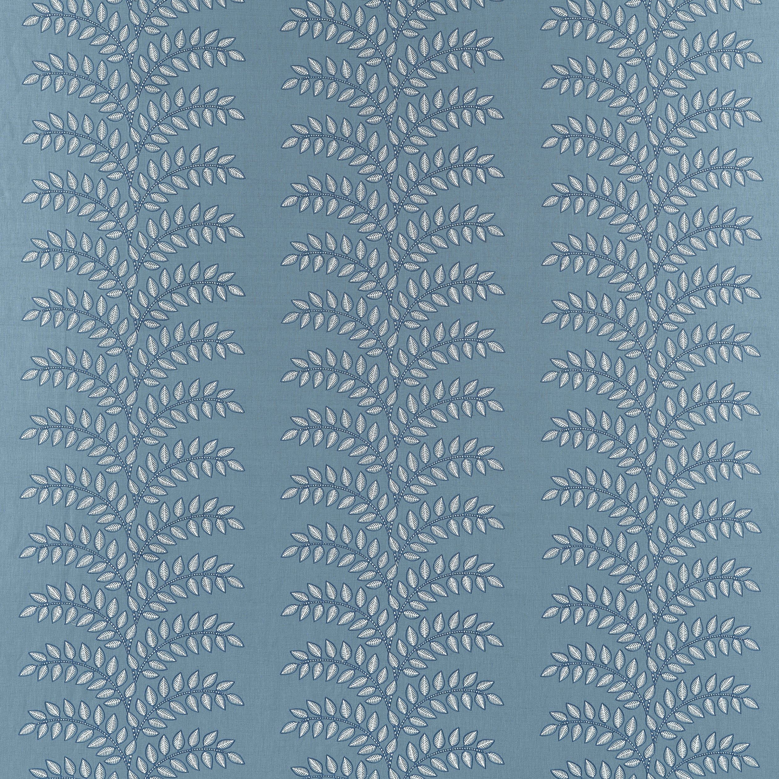 Frondescence Embriodery Blue Fabric