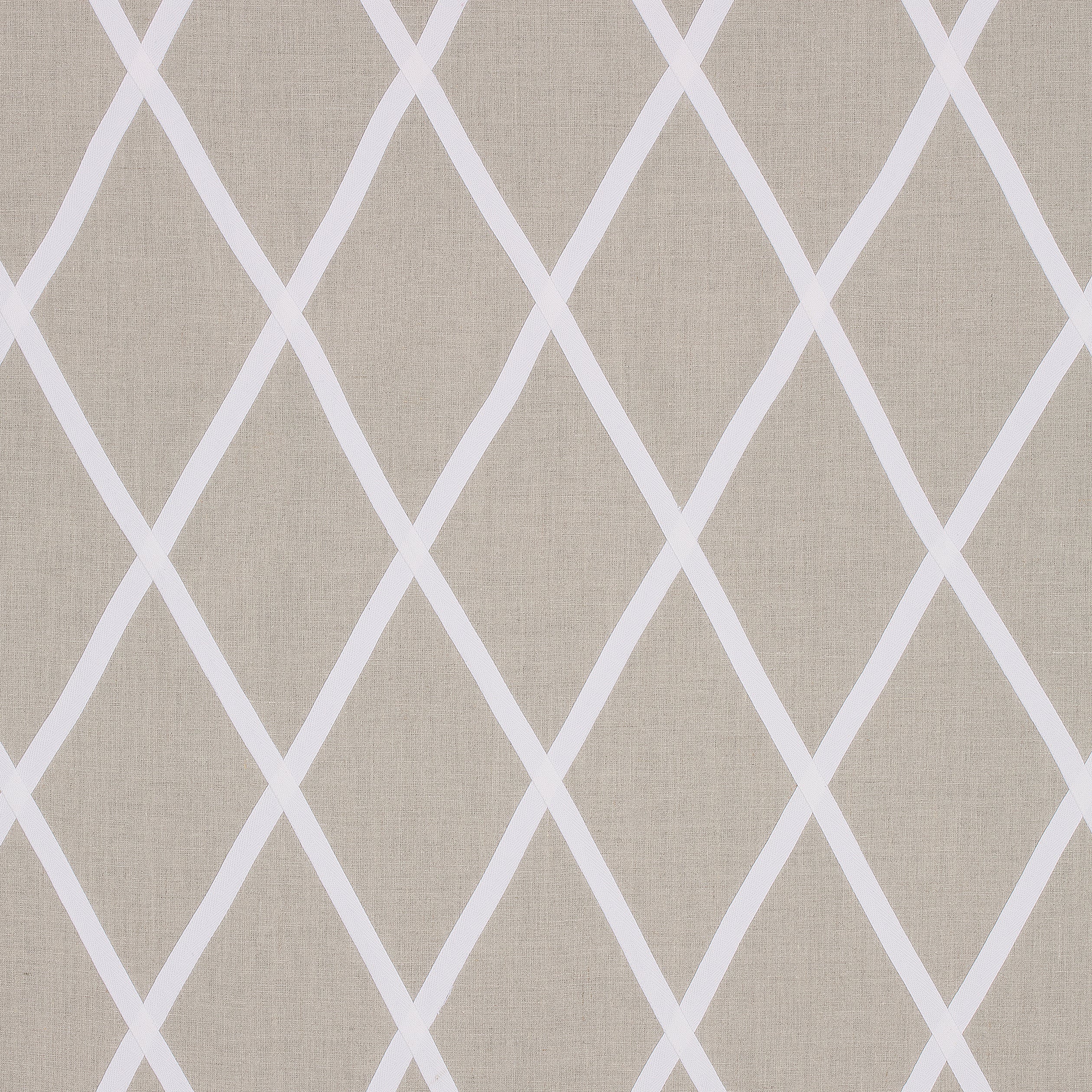 Tarascon Trellis Applique fabric in white on natural color - pattern number AW78709 - by Anna French in the Palampore collection