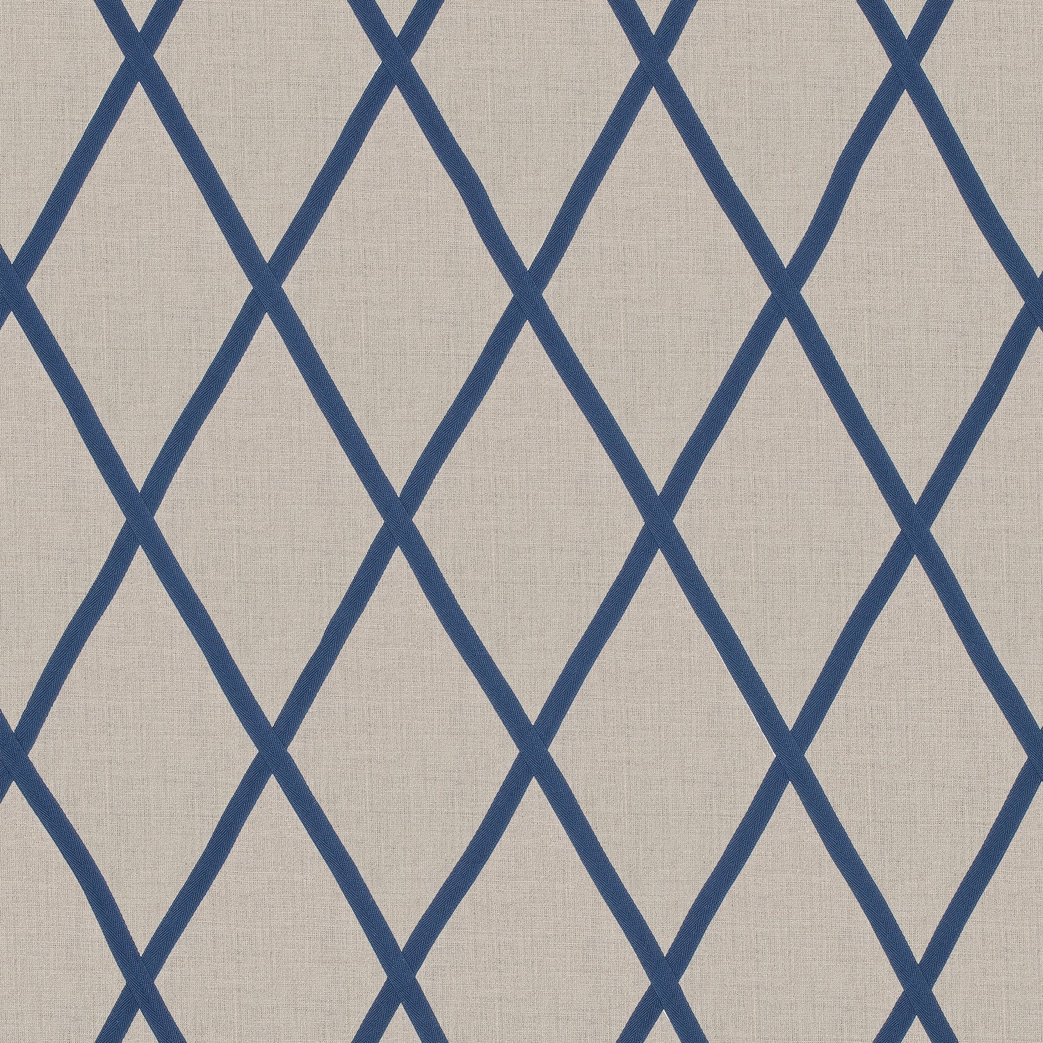 Tarascon Trellis Applique fabric in navy on natural color - pattern number AW78713 - by Anna French in the Palampore collection