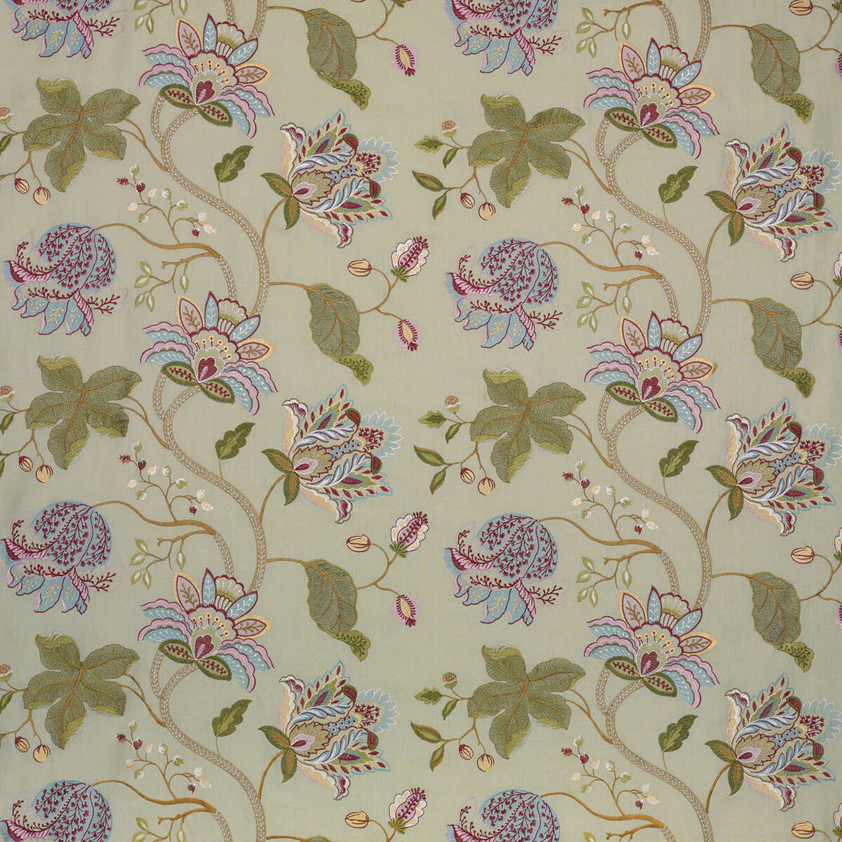 Devereux Linen fabric in eau de nil/multi color - pattern BF10508.1.0 - by G P &amp; J Baker in the Larkhill collection