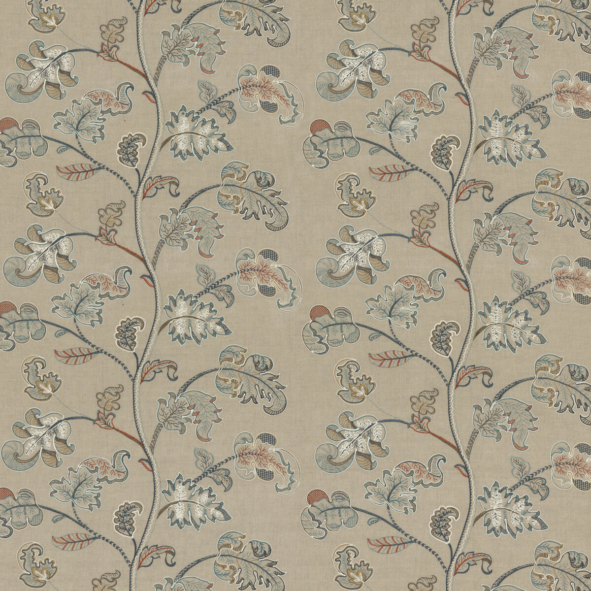 Alderwood fabric in teal color - pattern BF10769.2.0 - by G P &amp; J Baker in the Keswick Embroideries collection