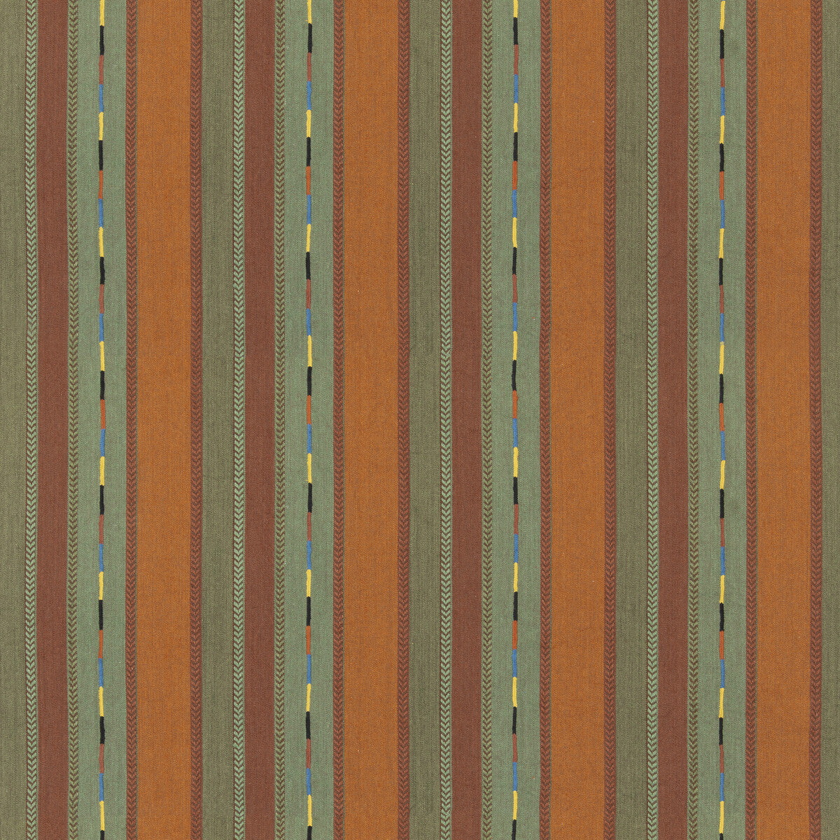 Bunty fabric in orange/green color - pattern BF11062.3.0 - by G P &amp; J Baker in the X Kit Kemp Stripes collection