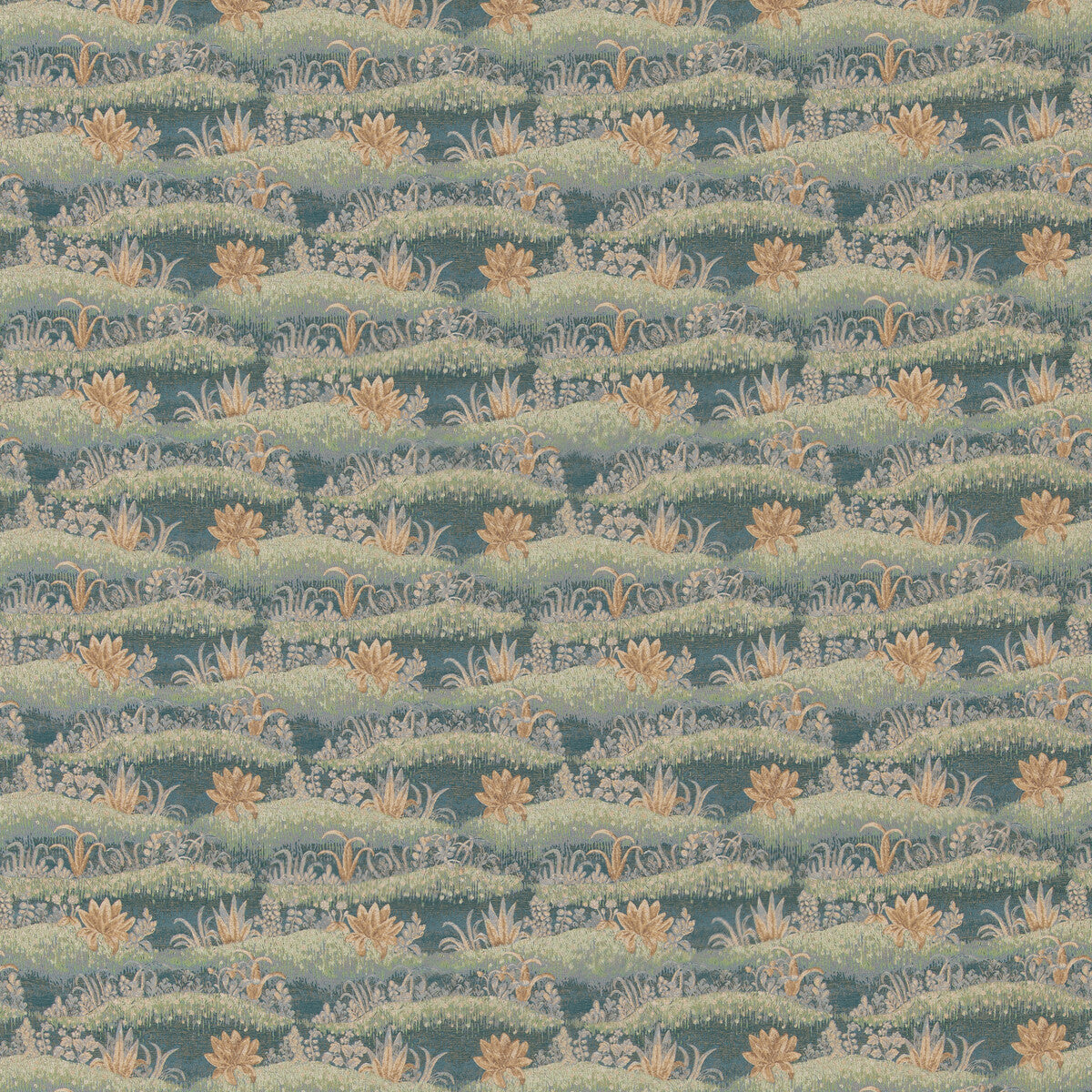 Garden Tapestry fabric in teal color - pattern number BF11098.1.0 - by G P &amp; J Baker in the Royal Court collection