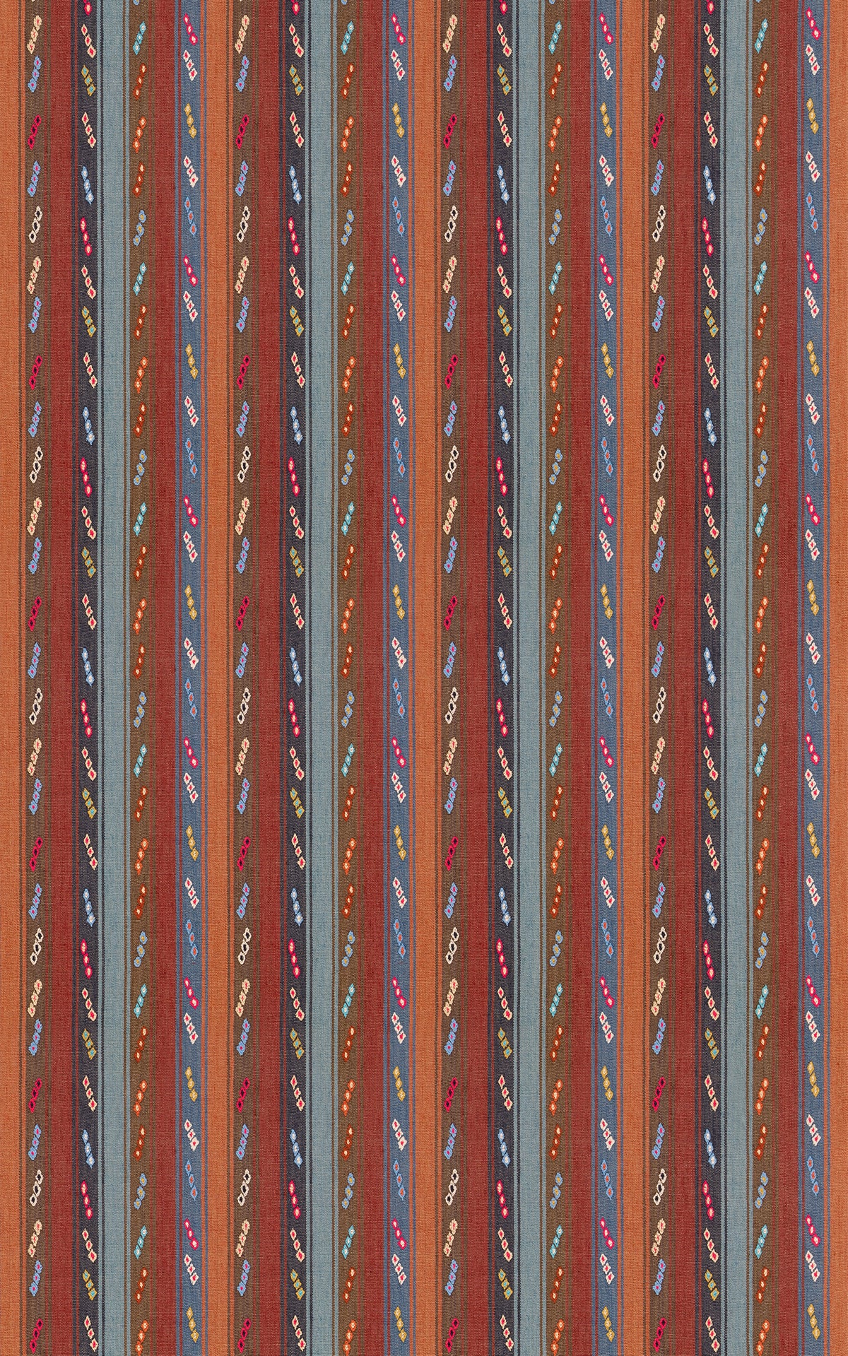 Tip Toe fabric in Indigo/Chocolate color - pattern number BF11128.1.0 - by G P &amp; J Baker in the Kit Kemp Stripes II collection