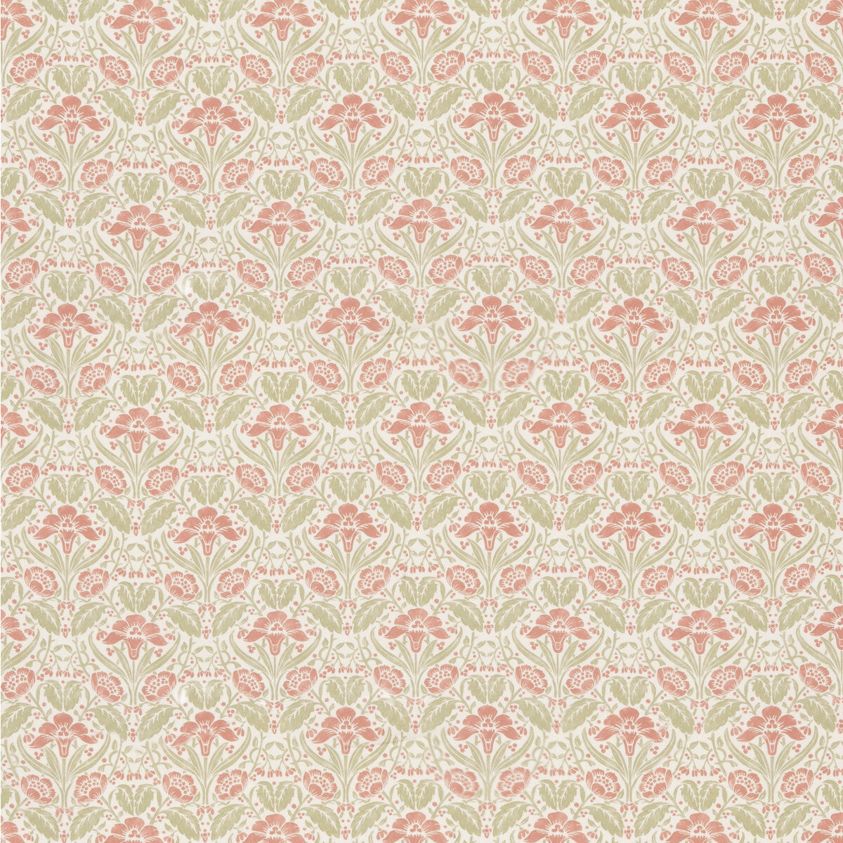 Iris Meadow Cotton fabric in pink/green color - pattern BP10968.1.0 - by G P &amp; J Baker in the Original Brantwood Fabric collection