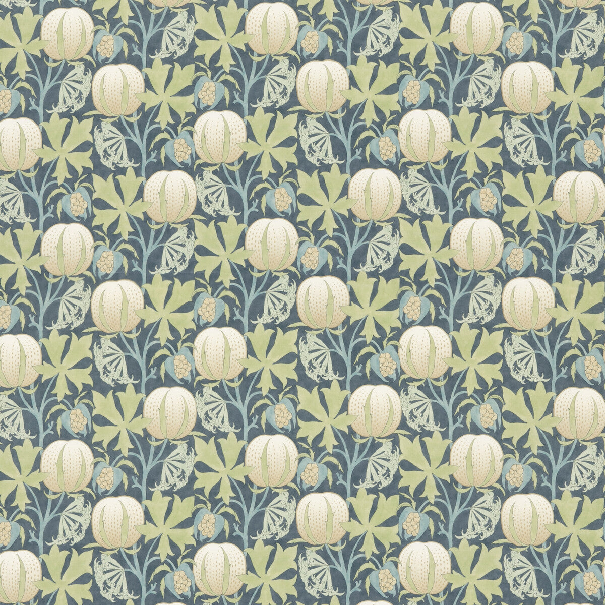 Pumpkins Cotton fabric in green/blue color - pattern BP10973.2.0 - by G P &amp; J Baker in the Original Brantwood Fabric collection