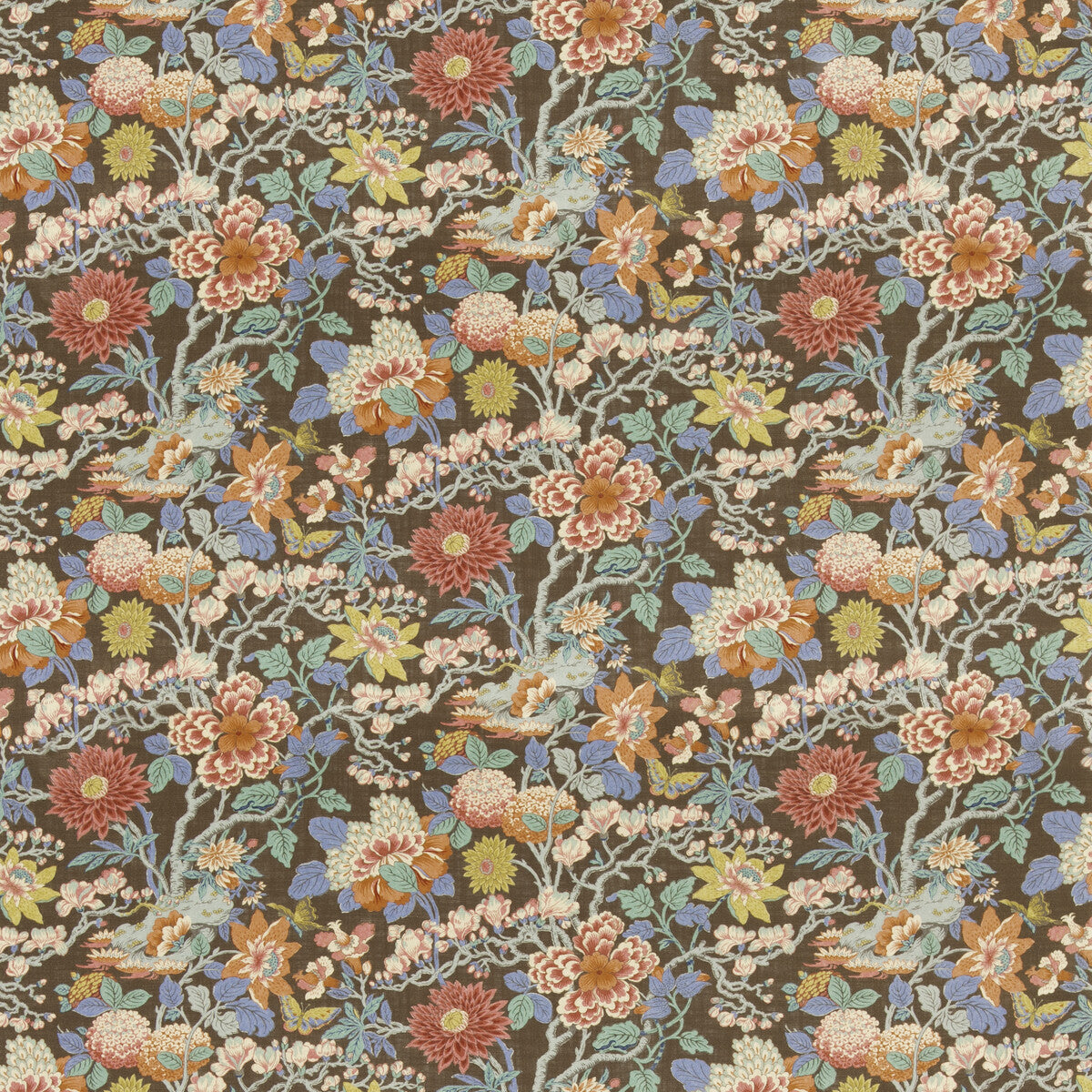 Little Magnolia fabric in espresso color - pattern number BP11075.5.0 - by G P &amp; J Baker in the Eldon collection
