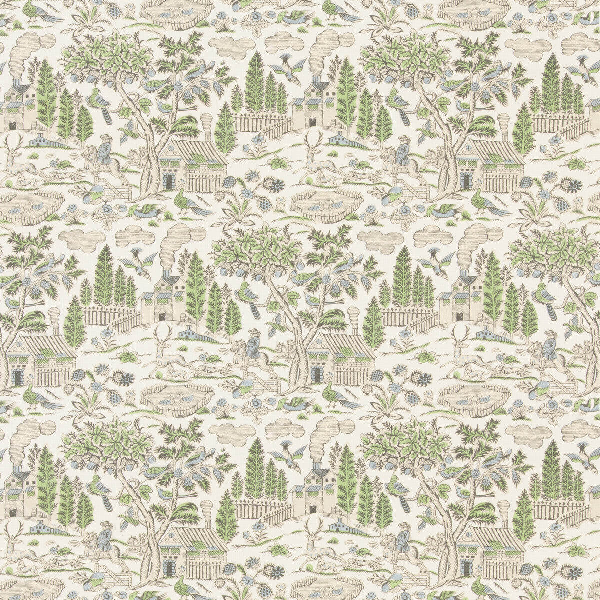 Home Park fabric in green blue color - pattern number BP11092.2.0 - by G P &amp; J Baker in the Royal Court collection