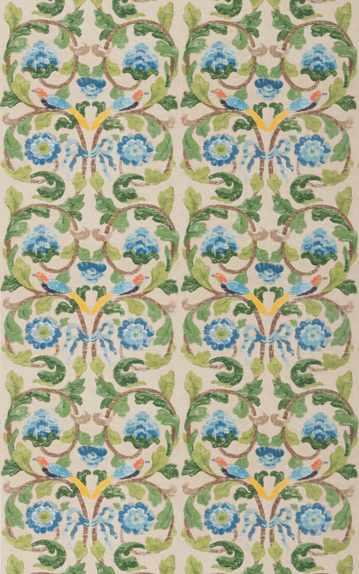 Tudor Rose fabric in Blue/Green color - pattern number BP11135.2.0 - by G P &amp; J Baker in the Kit Kemp II collection