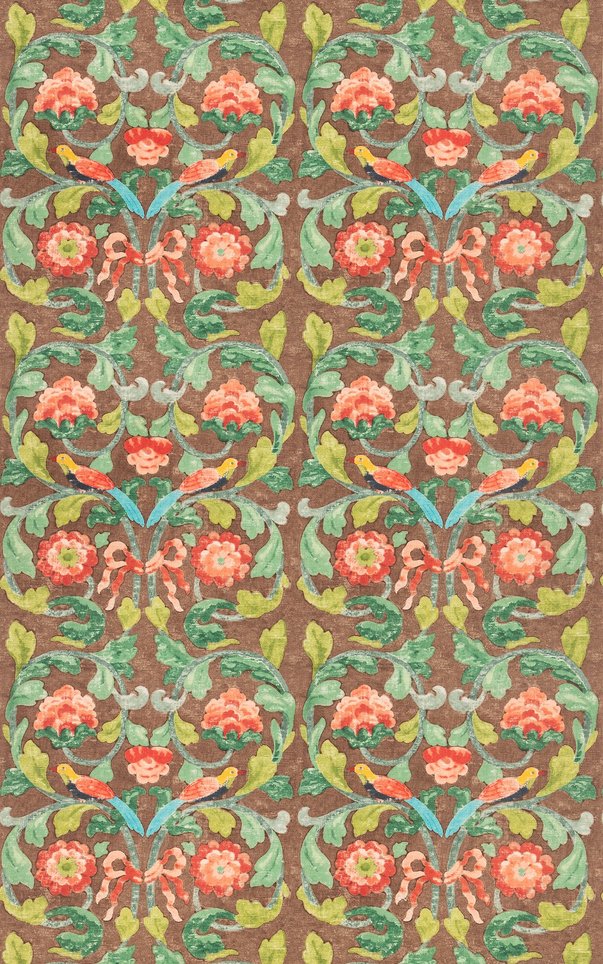 Tudor Rose fabric in Chocolate color - pattern number BP11135.4.0 - by G P &amp; J Baker in the Kit Kemp II collection