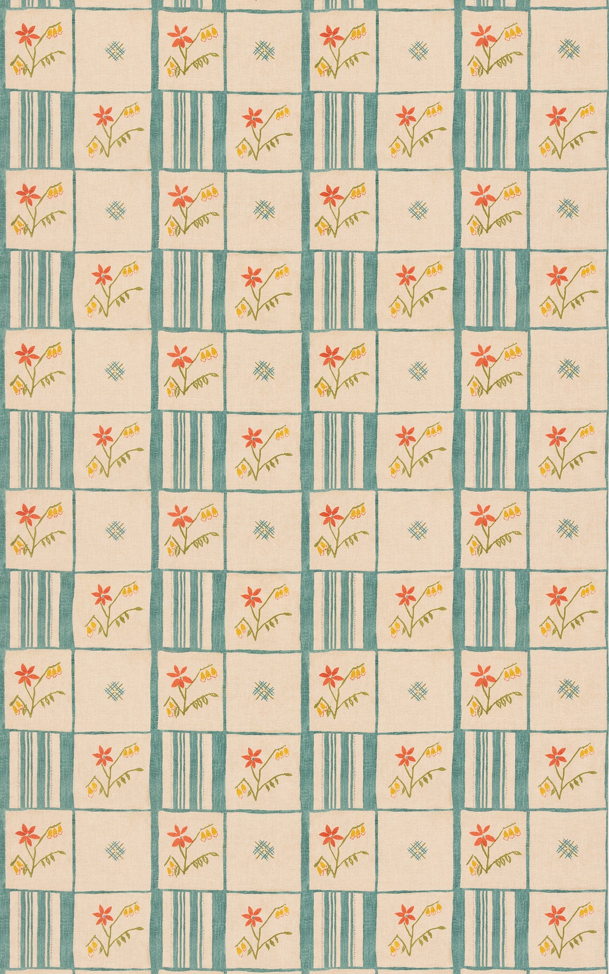 Forget-Me-Not fabric in Teal/Spice color - pattern number BP11137.4.0 - by G P &amp; J Baker in the Kit Kemp II collection