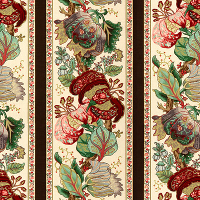 La Portugaise Cot/Lin Prt fabric in brown stripe color - pattern BR-70341.0.0 - by Brunschwig &amp; Fils