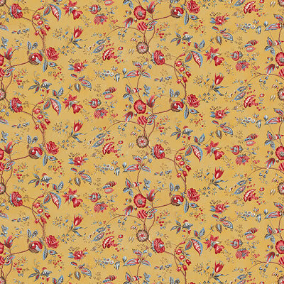 Bougainville Cotton Print fabric in safran color - pattern BR-71309.371.0 - by Brunschwig &amp; Fils