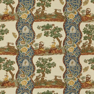 Plougastel Linen &amp; Cotton Print fabric in blue color - pattern BR-71557.222.0 - by Brunschwig &amp; Fils