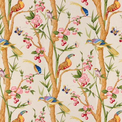 Toucans fabric in beige color - pattern BR-71622.03.0 - by Brunschwig &amp; Fils